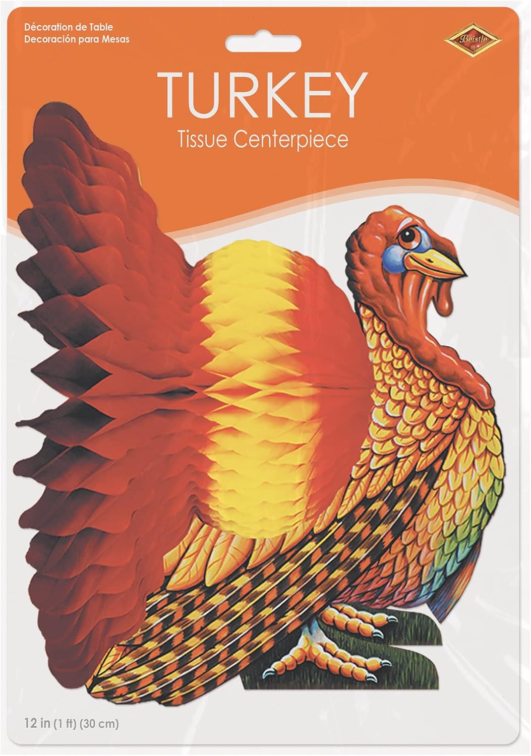 Beistle Colorful Tissue Turkey Centerpiece