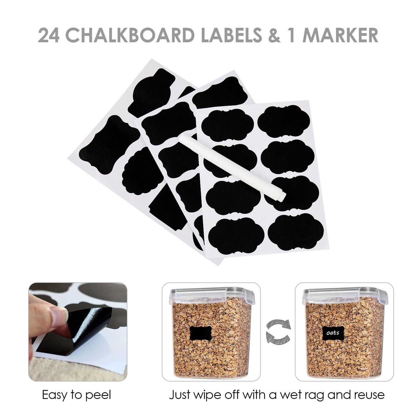 Airtight Food Storage Containers with Lids, Vtopmart 24 pcs Plastic Kitchen and Pantry Organization
