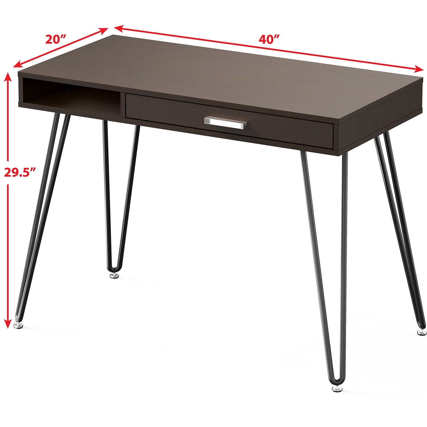 SHW Home Office Computer Hairpin Leg Desk with Drawer, Rustic Brown