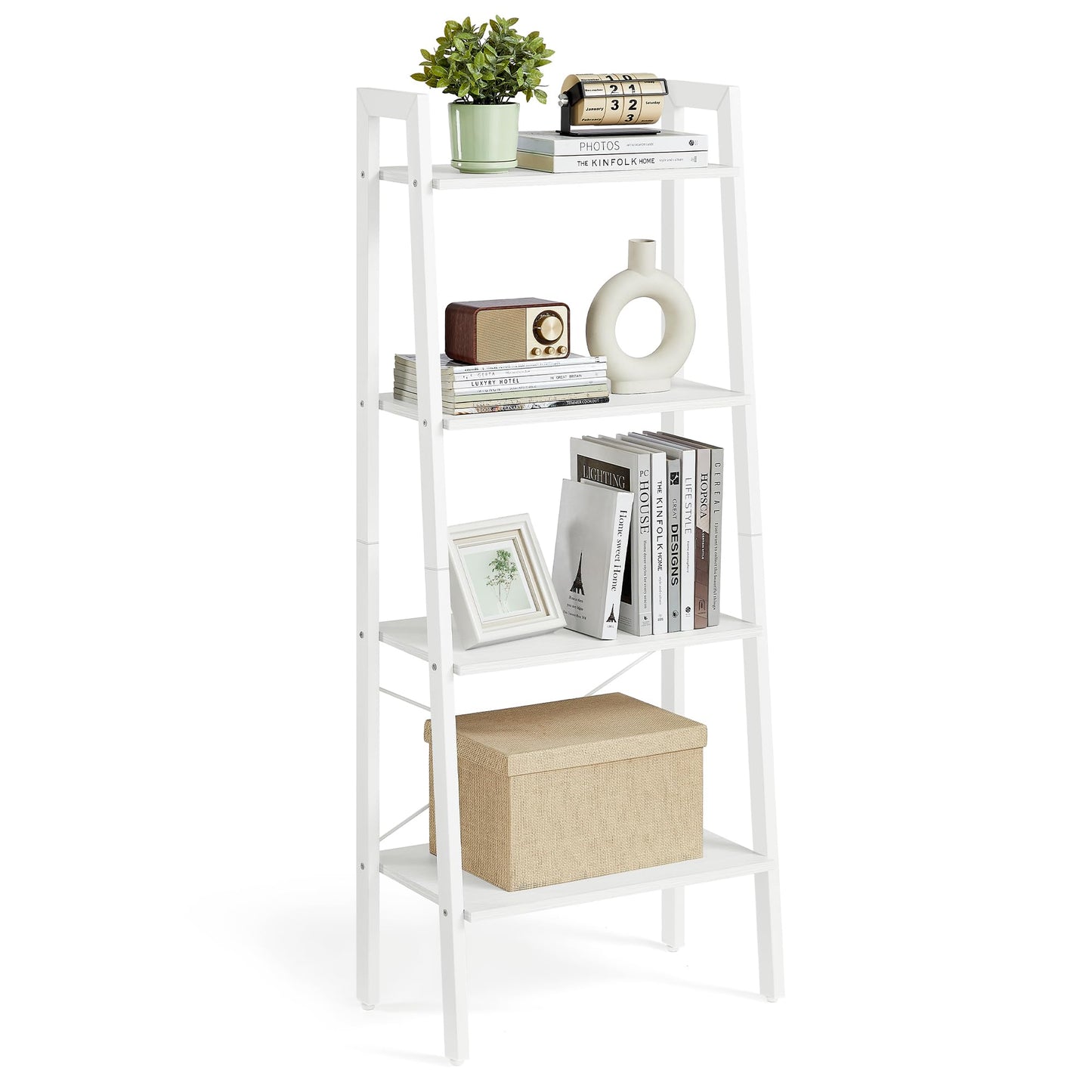 VASAGLE Ladder Shelf, 5-Tier Bookshelf, Storage Rack, Bookcase with Steel Frame, for Living Room, Home Office