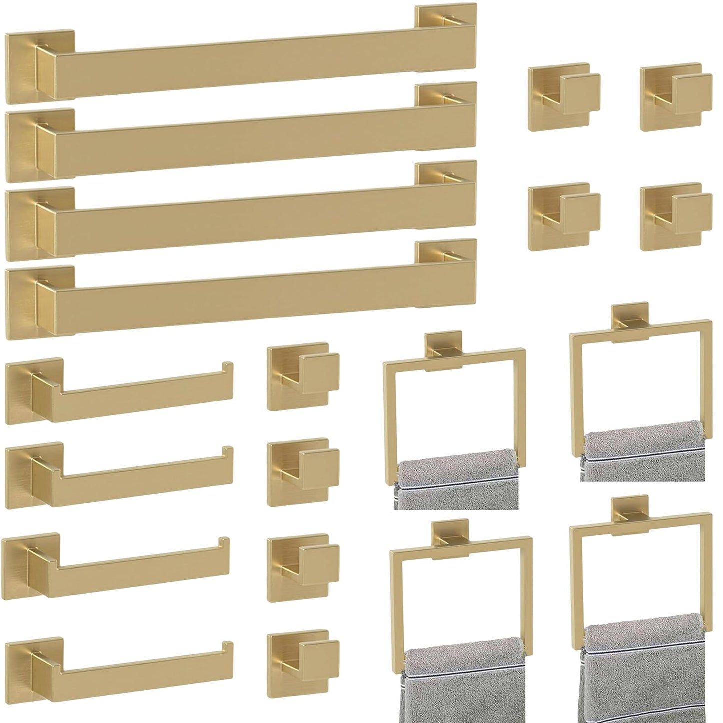 5-Pieces Matte Black Bathroom Hardware Accessories Set, SUS304 Stainless Steel Bath Towel Bar Set, Towel Racks for Bathroom Wall Mounted.