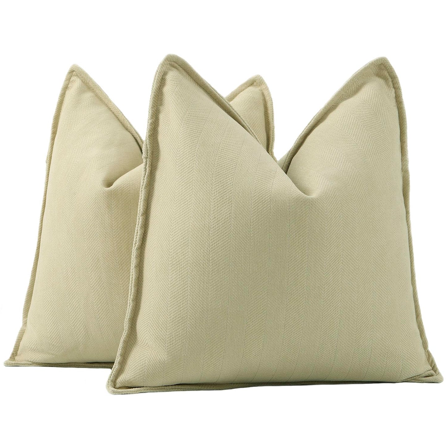 MADIZZ Textured Chenille Throw Pillow Covers Set of 2 Super Soft Decorative Pillow Covers Boho Cushion Covers Modern Pillowcases Farmhouse Home Decor for Sofa Bedroom 18x18 inch Beige
