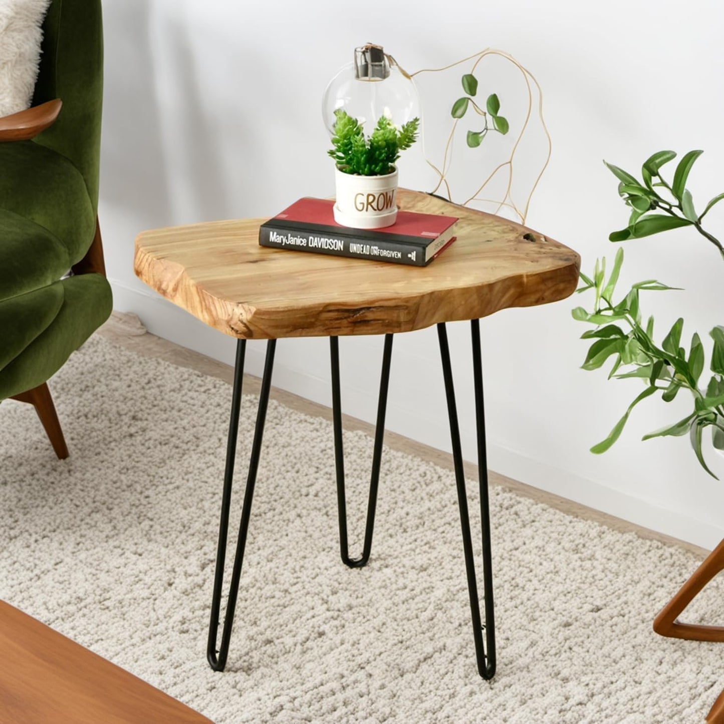 Small End Table, Unique Desktop Side Table,19" L x 16" W x 20.5" H Nightstand