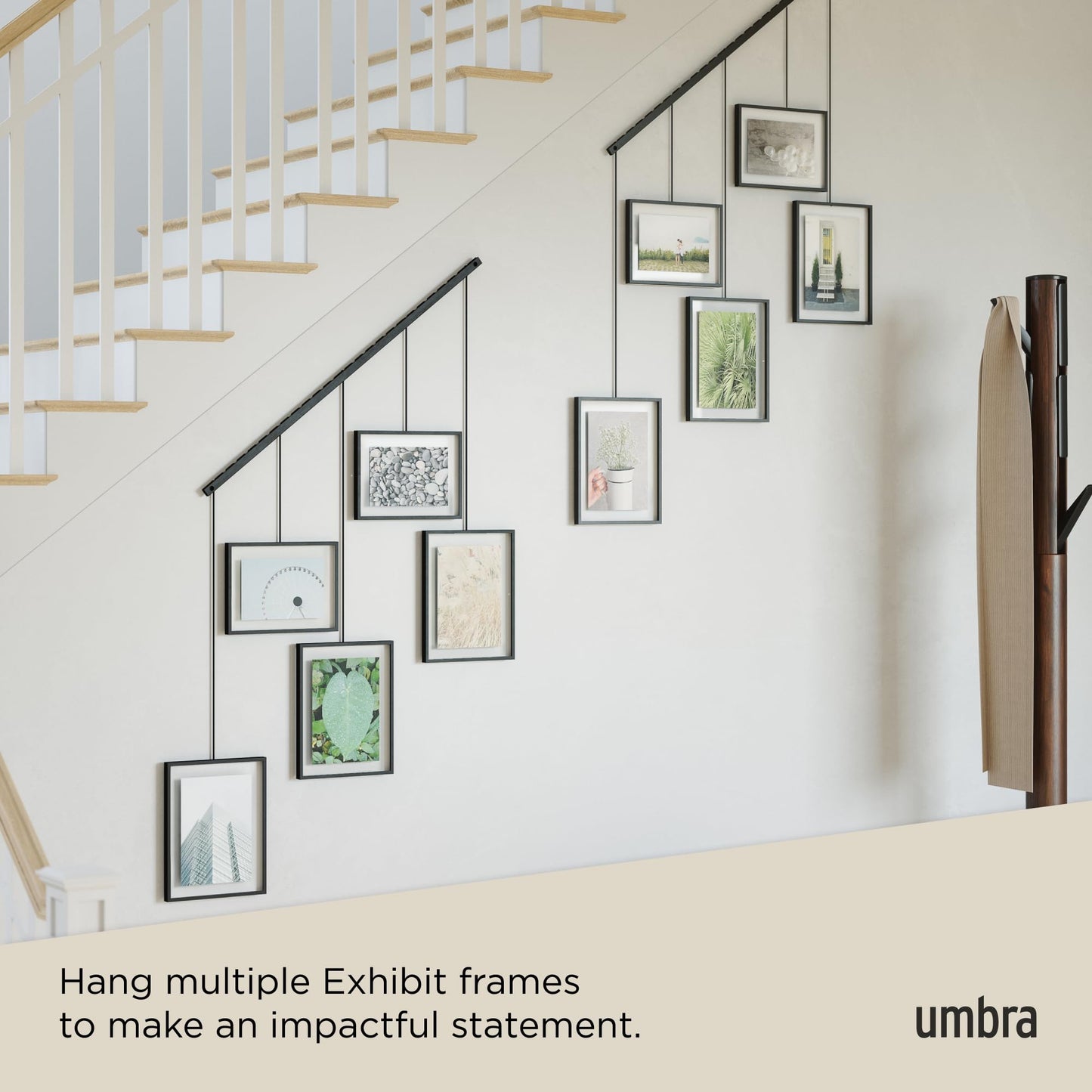 Umbra Exhibit Picture Frame Gallery Set, Adjustable Wall Collage Displays Five Photos (Two 4x6" and Three 5x7")