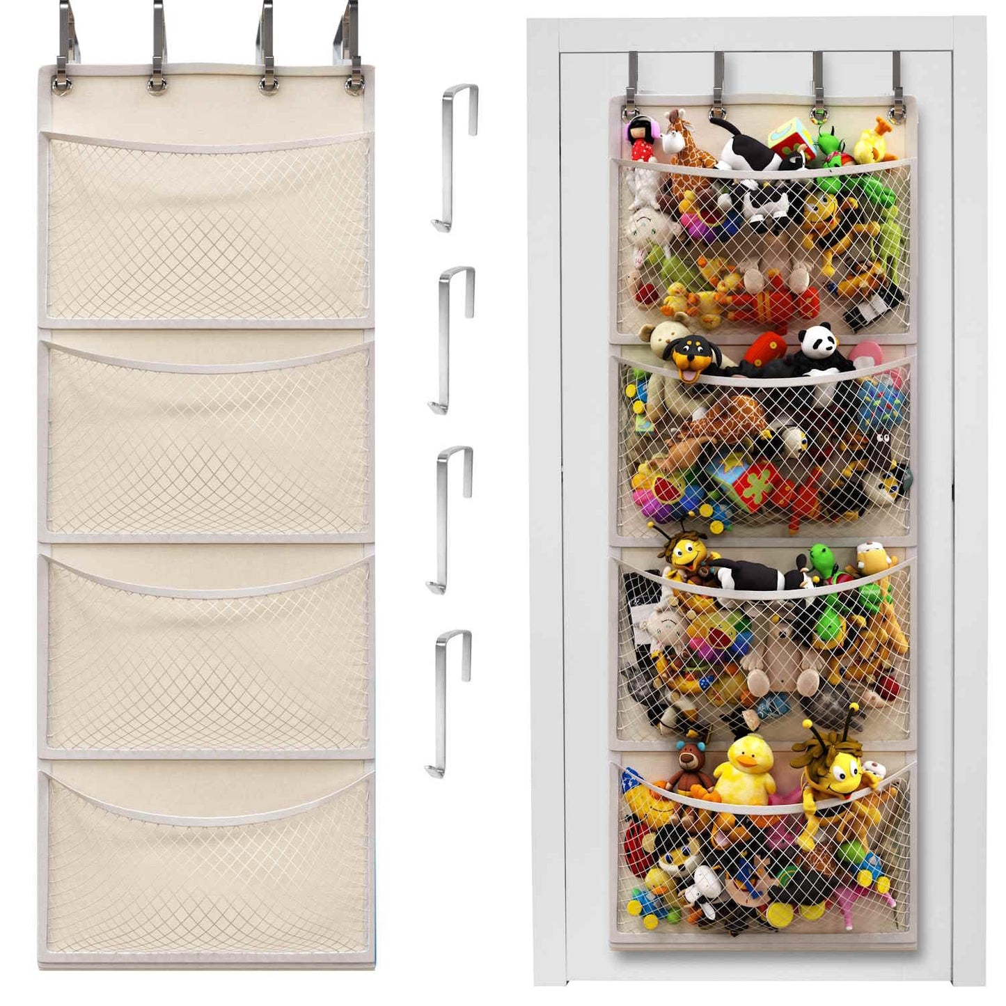 The Original Stuffed Animal Storage (Patent Pending) - Over Door Organizer for Stuffies, Baby Ideas Holder, Toy Plush/Hammock Hanging Storage Net Big Girls Toddler Large Bag Animals