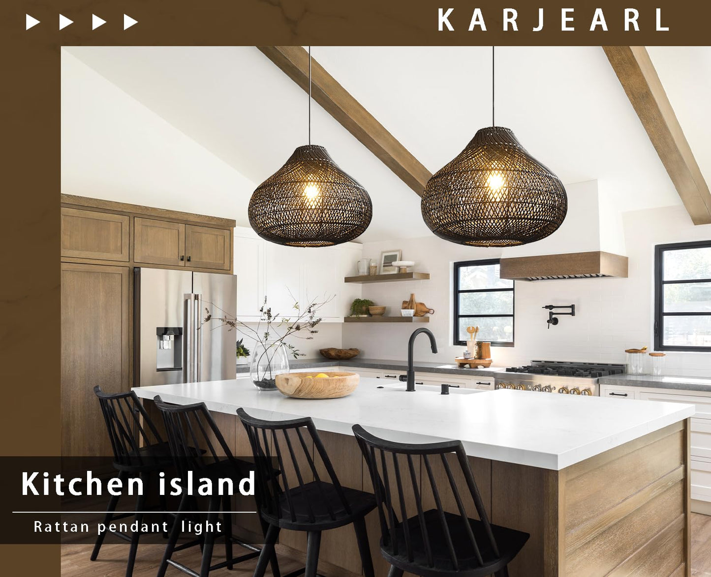 Rattan Pendant Lights, Large Wicker Chandelier Hand-Woven Boho Pendant Light Rattan Basket Hanging Light