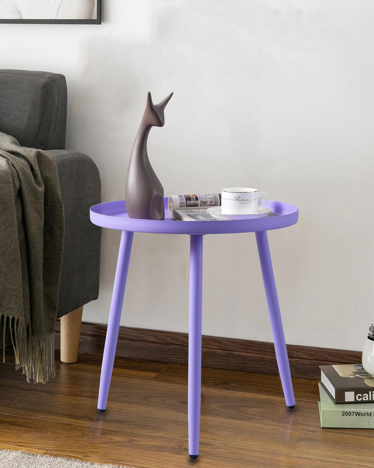 AOJEZOR Side Table: End Table for Indoor Use - Small Side Tables for Small Spaces All Matte Black with 3 Legged