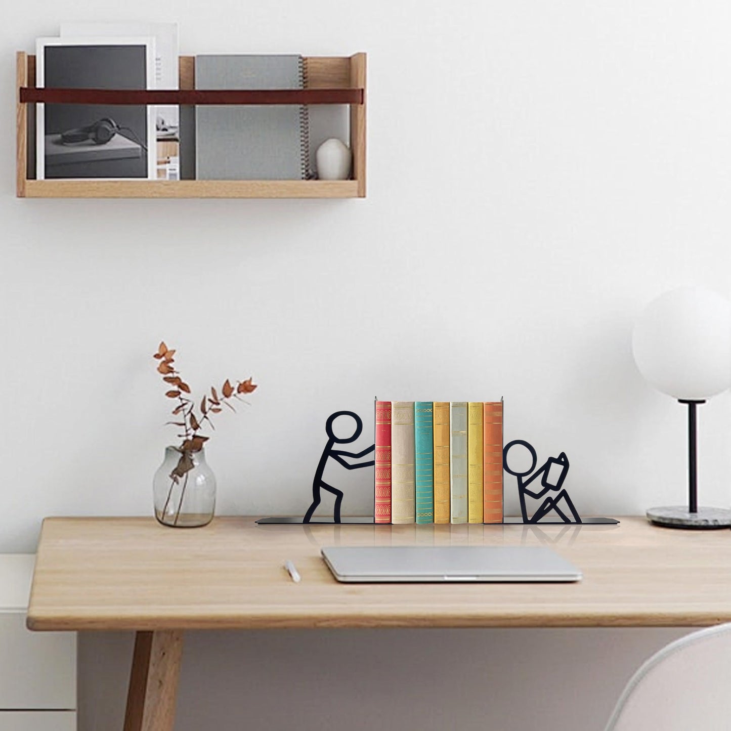 Bookends Decorative Metal Unique Office Desk Bookends Cute Book Ends Reading Decor Bookshelf Decor for Office School Library Bedroom