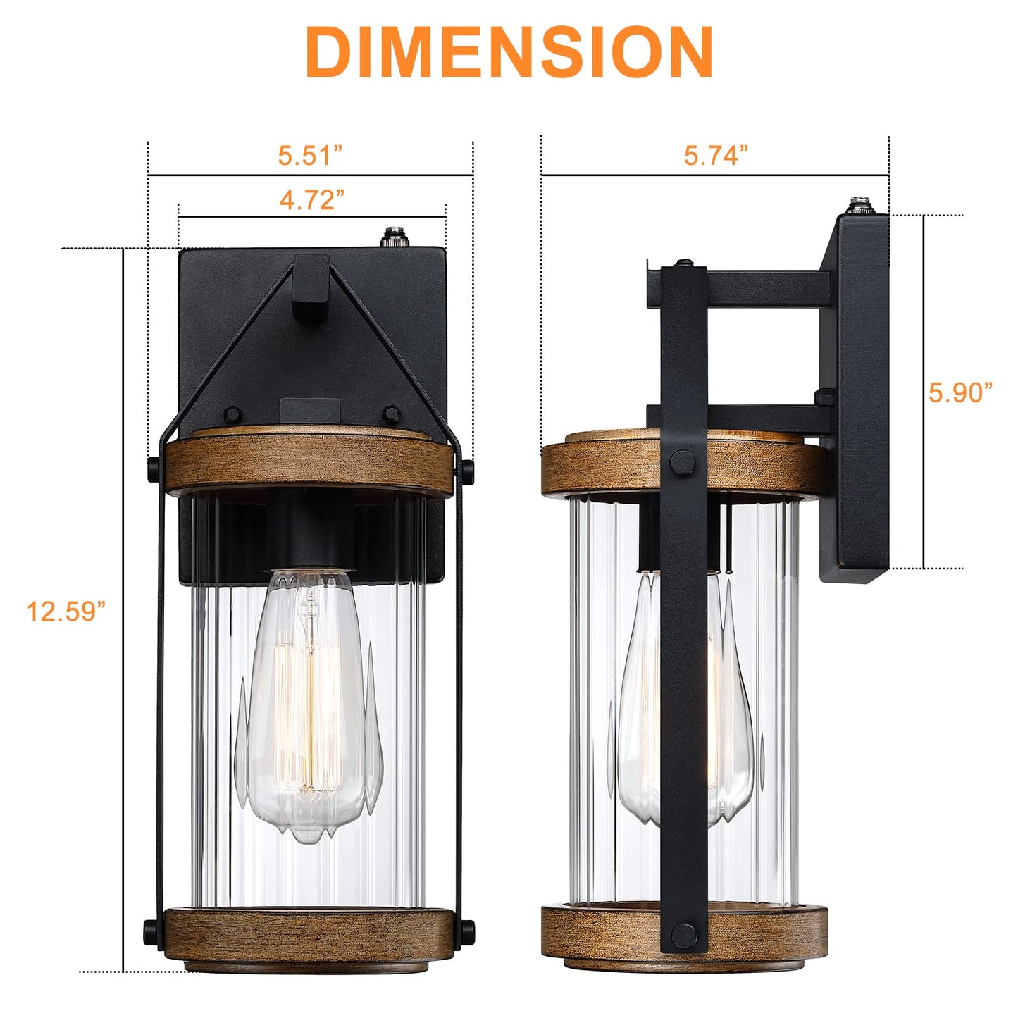 LONEDRUID 2 Pack Dusk to Dawn Outdoor Wall Light Fixtures Photocell Sensor Exterior Lantern Sconce Lighting Waterproof Outside Wall Mount Lamp for House Patio Garage Entryway Doorway