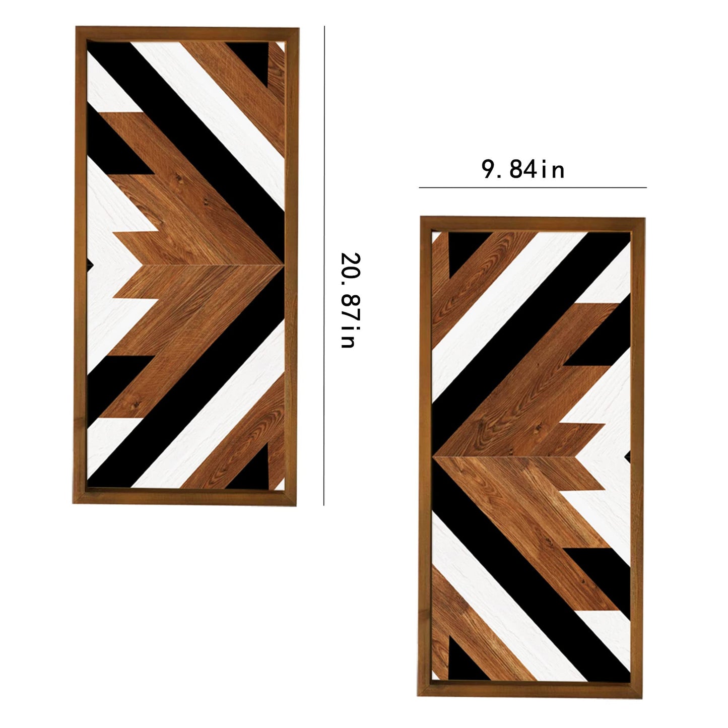 2 Pcs Western Aztec Wall Decor With Wood Framed, 20.9x9.8 Inch Wooden Southwestern Boho Wall Art, Native American Living Room Bedroom Guest Bathroom Rustic Decorations for Home