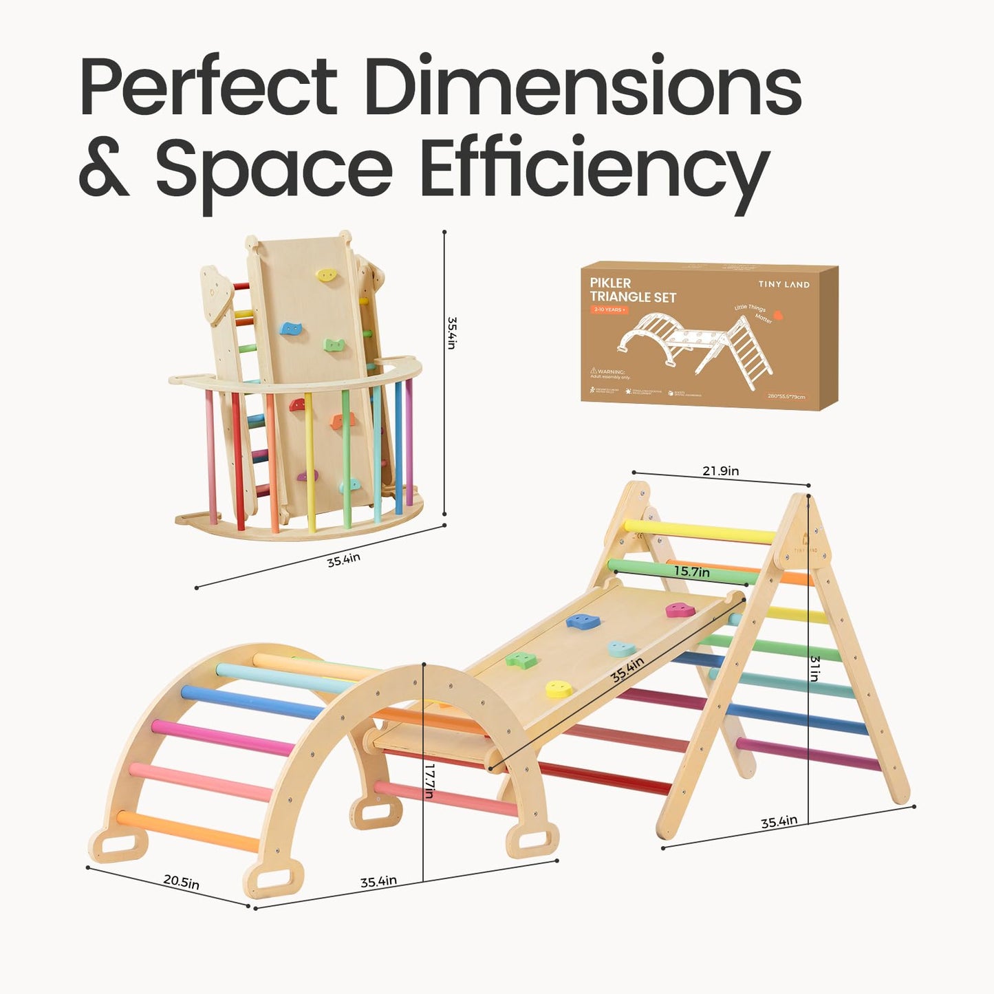 7-in-1 Foldable Pikler Triangle Climbing Toys Set for Kids,Baby Indoor Playground Wooden Montessori Climbing Set for Toddler (Natural)