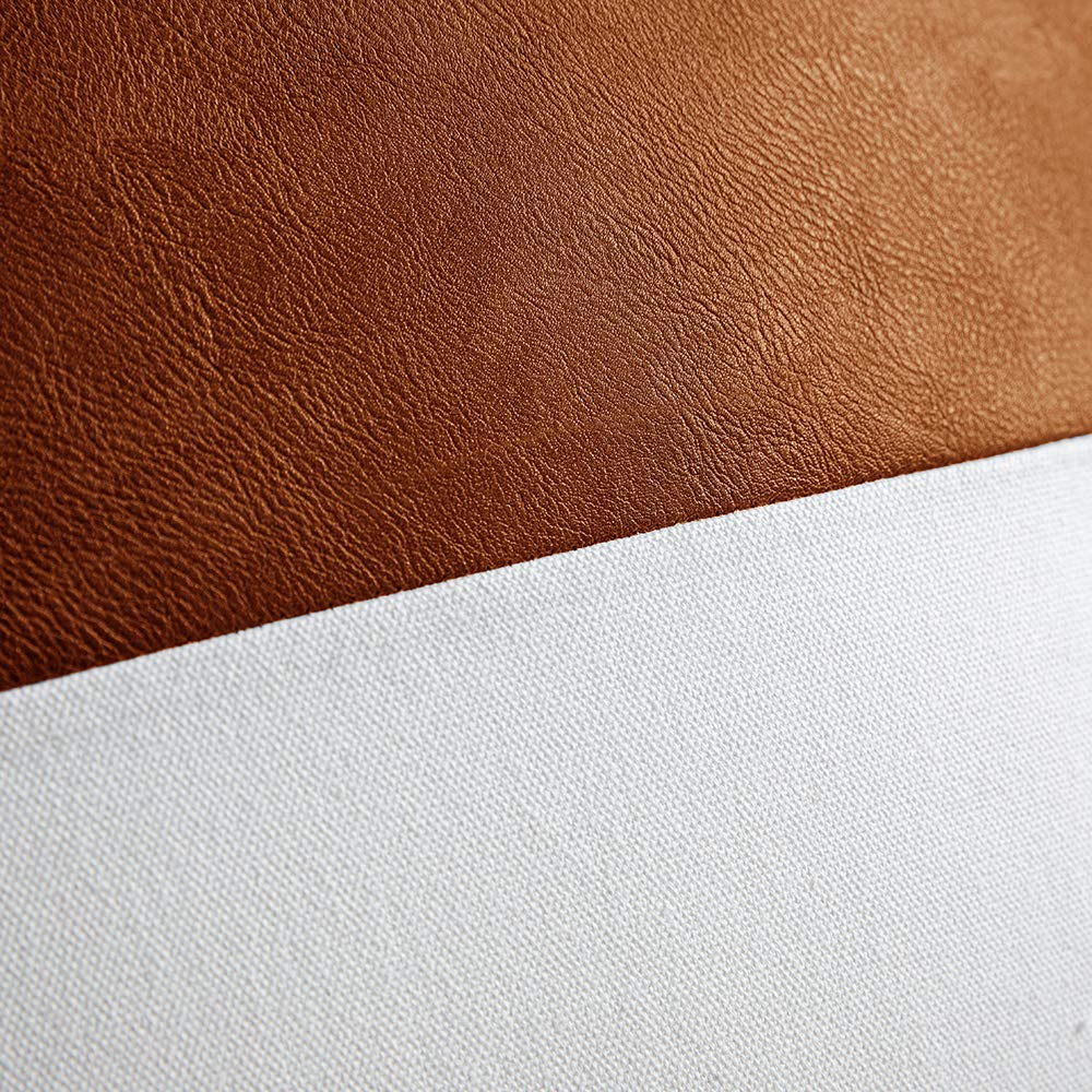 DEZENE Leather Throw Pillow Covers, Set of 2 Modern Leather/Cotton Decorative Pillowcases for Home Decor