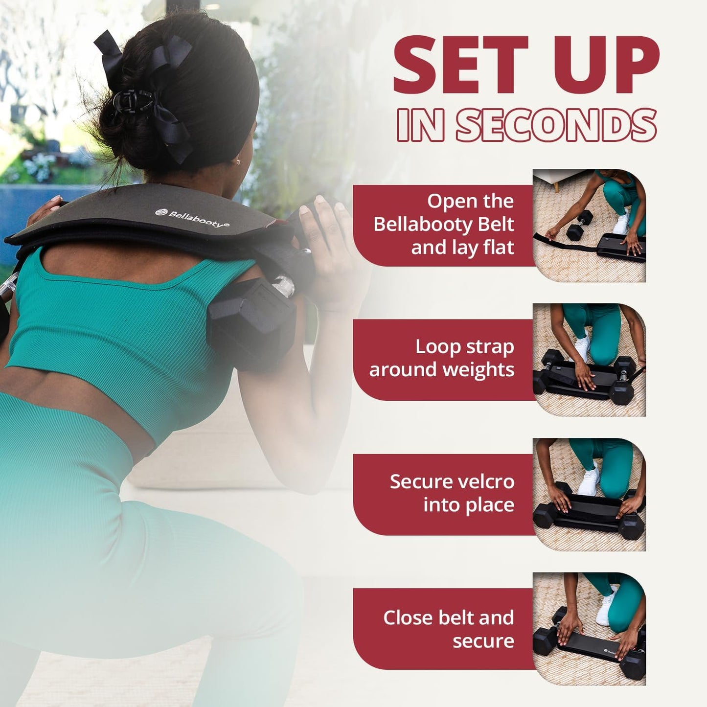 OG Belt - Bellabooty Exercise Hip Thrust Belt – For Dumbbells, Kettlebells, and Plates – Slip-Resistant Padding for Hip Protection – Perfect for Gym, Home, and On-the-Go Workouts