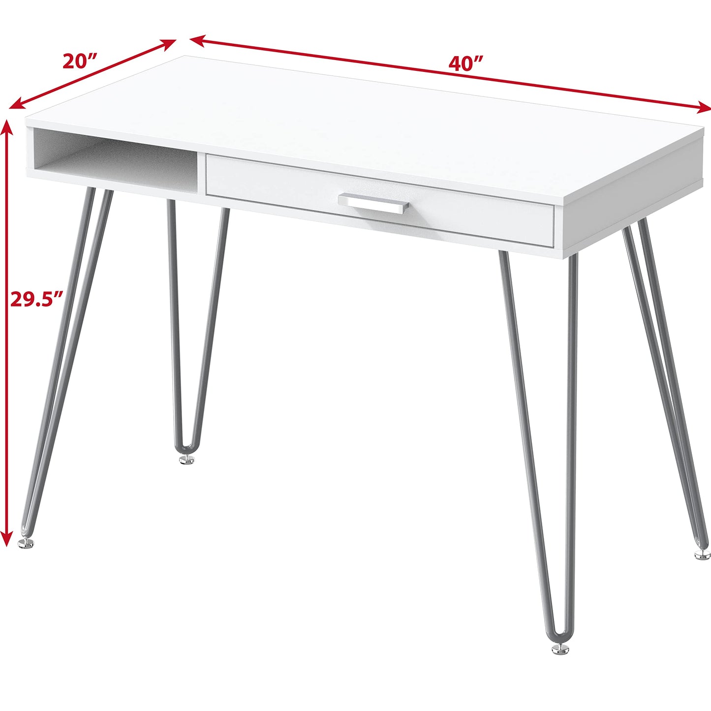 SHW Home Office Computer Hairpin Leg Desk with Drawer, Rustic Brown