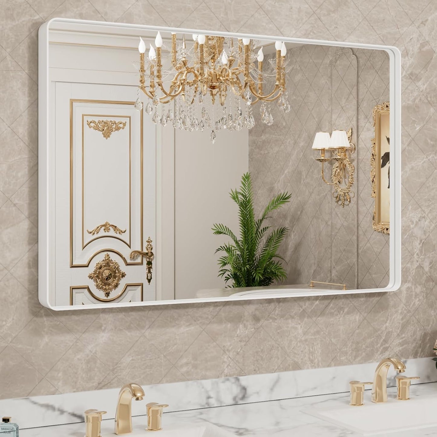 LOAAO Black Metal Framed Bathroom Mirror for Wall, 24X36 Inch Rounded Rectangle Mirror, Matte Black Bathroom Vanity Mirror Farmhouse, Anti-Rust, Hangs Horizontally or Vertically
