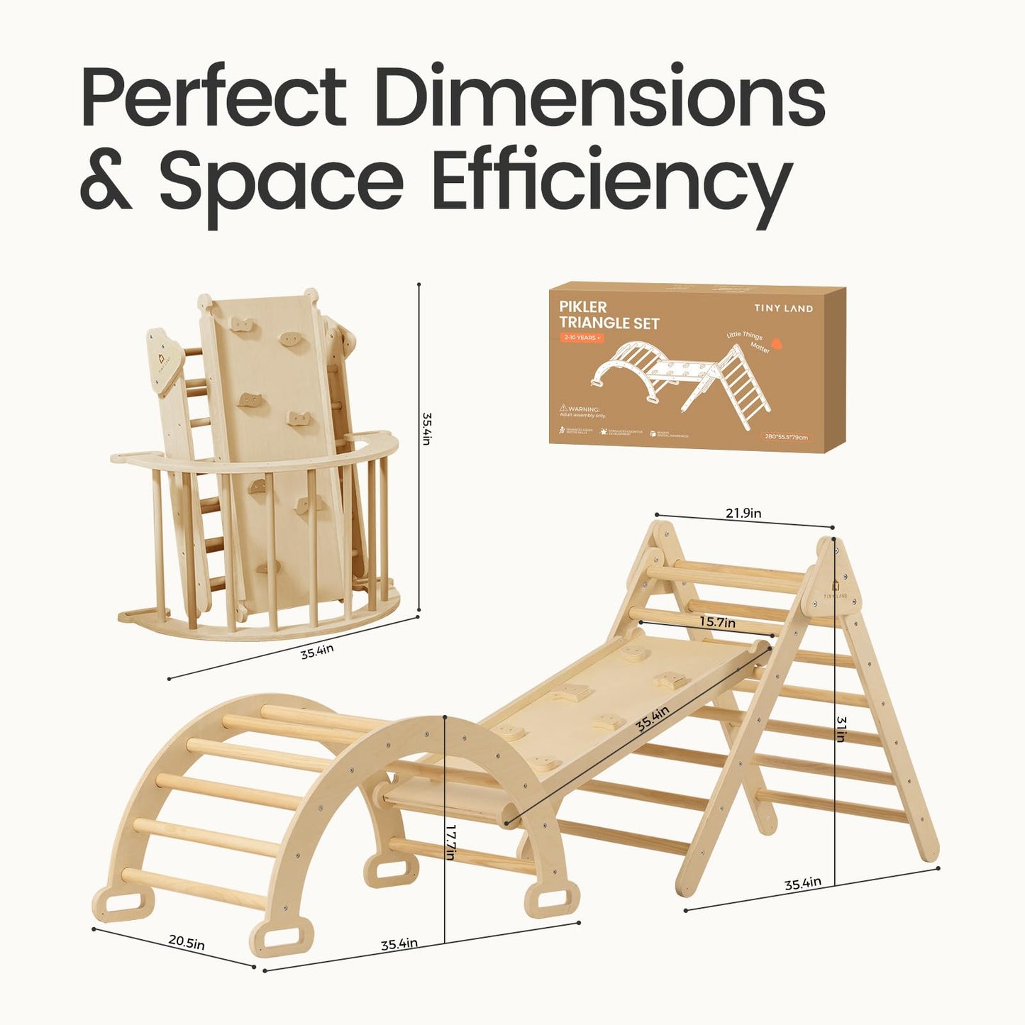 7-in-1 Foldable Pikler Triangle Climbing Toys Set for Kids,Baby Indoor Playground Wooden Montessori Climbing Set for Toddler (Natural)