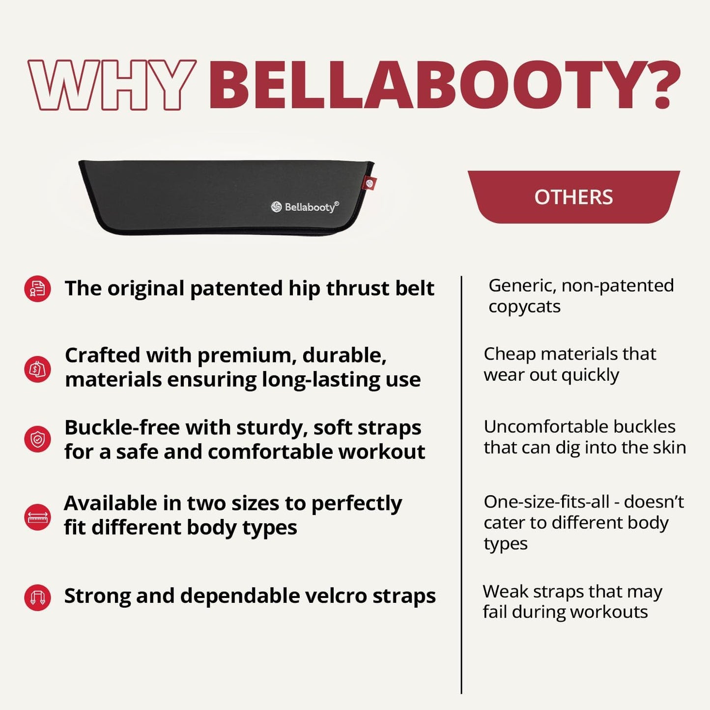 OG Belt - Bellabooty Exercise Hip Thrust Belt – For Dumbbells, Kettlebells, and Plates – Slip-Resistant Padding for Hip Protection – Perfect for Gym, Home, and On-the-Go Workouts