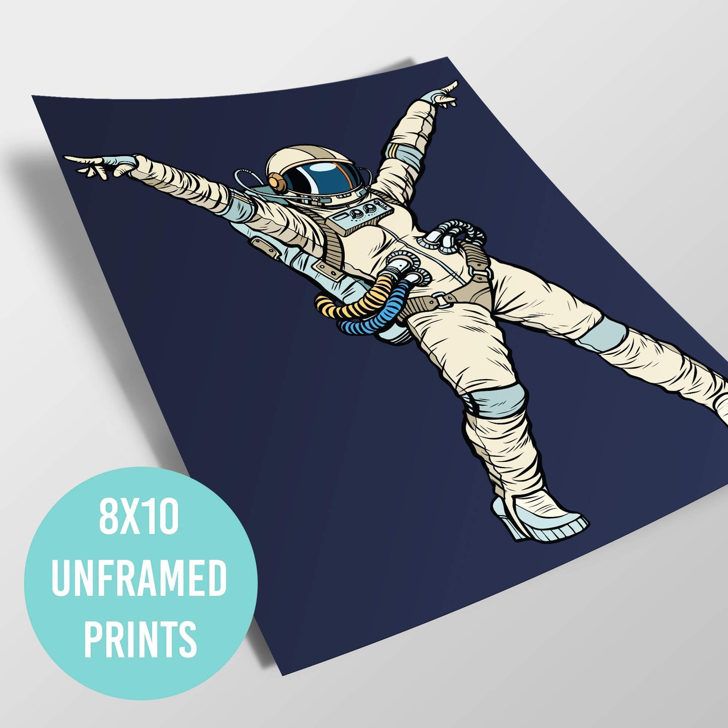 Outer Space Room Decor - Set of 6 Space Posters, 8x10 Dancing Astronaut Wall Prints, Space Wall Art for Boys, Kids & Space Fans, Printed on FSC Certified 100# Cardstock