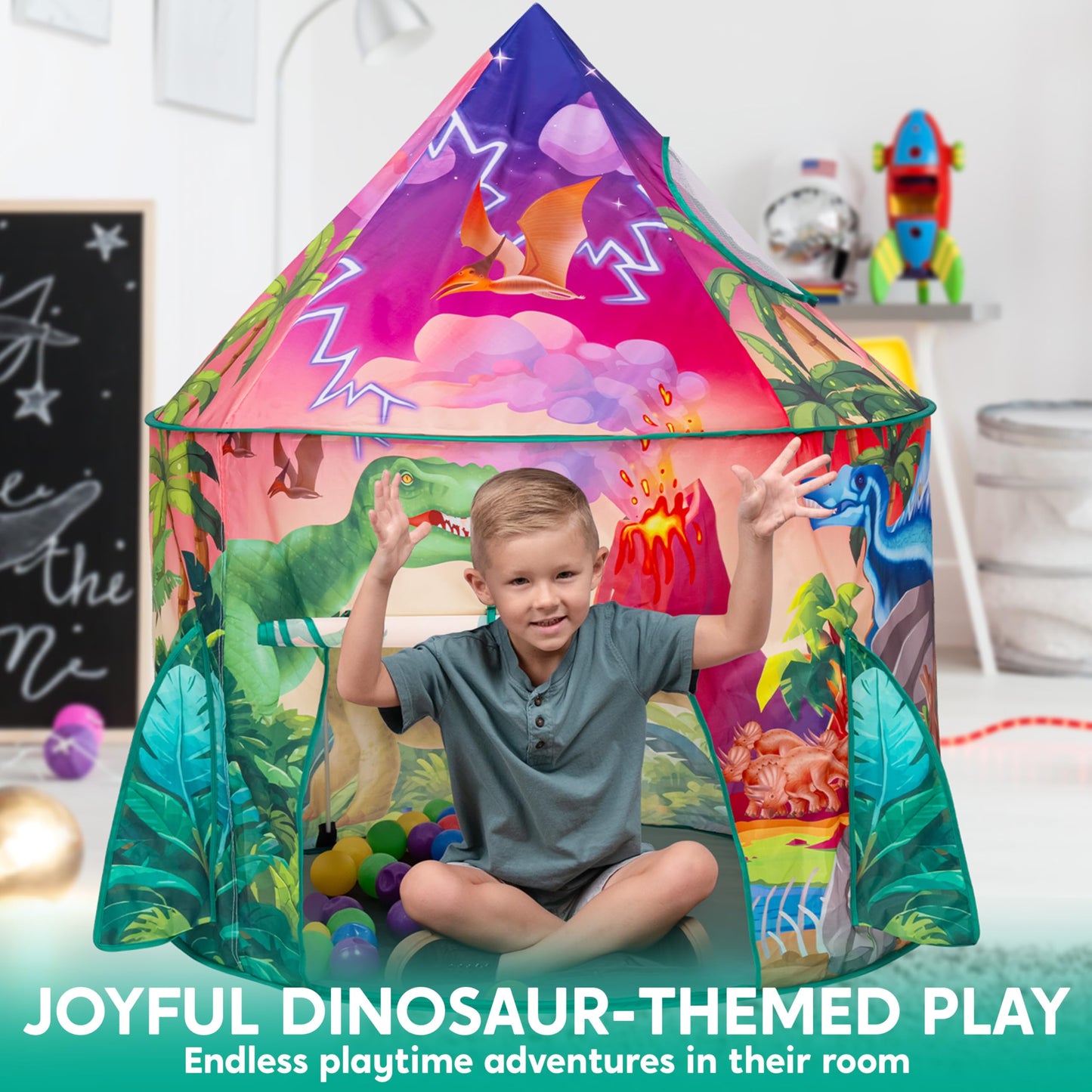 JOYIN Rocket Ship Play Tent Pop up Play Tent Kids Indoor Outdoor Spaceship Playhouse Tent Set