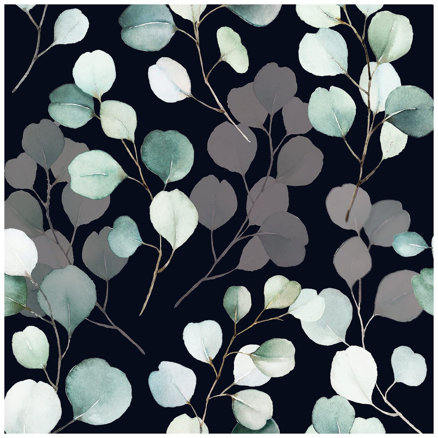 HAOKHOME Peel and Stick Wallpaper Boho Green/White Eucalyptus Leaf Floral Wall Mural Home Nursery Decor Renter Friendly Wallpaper 17.3in x 9.8ft
