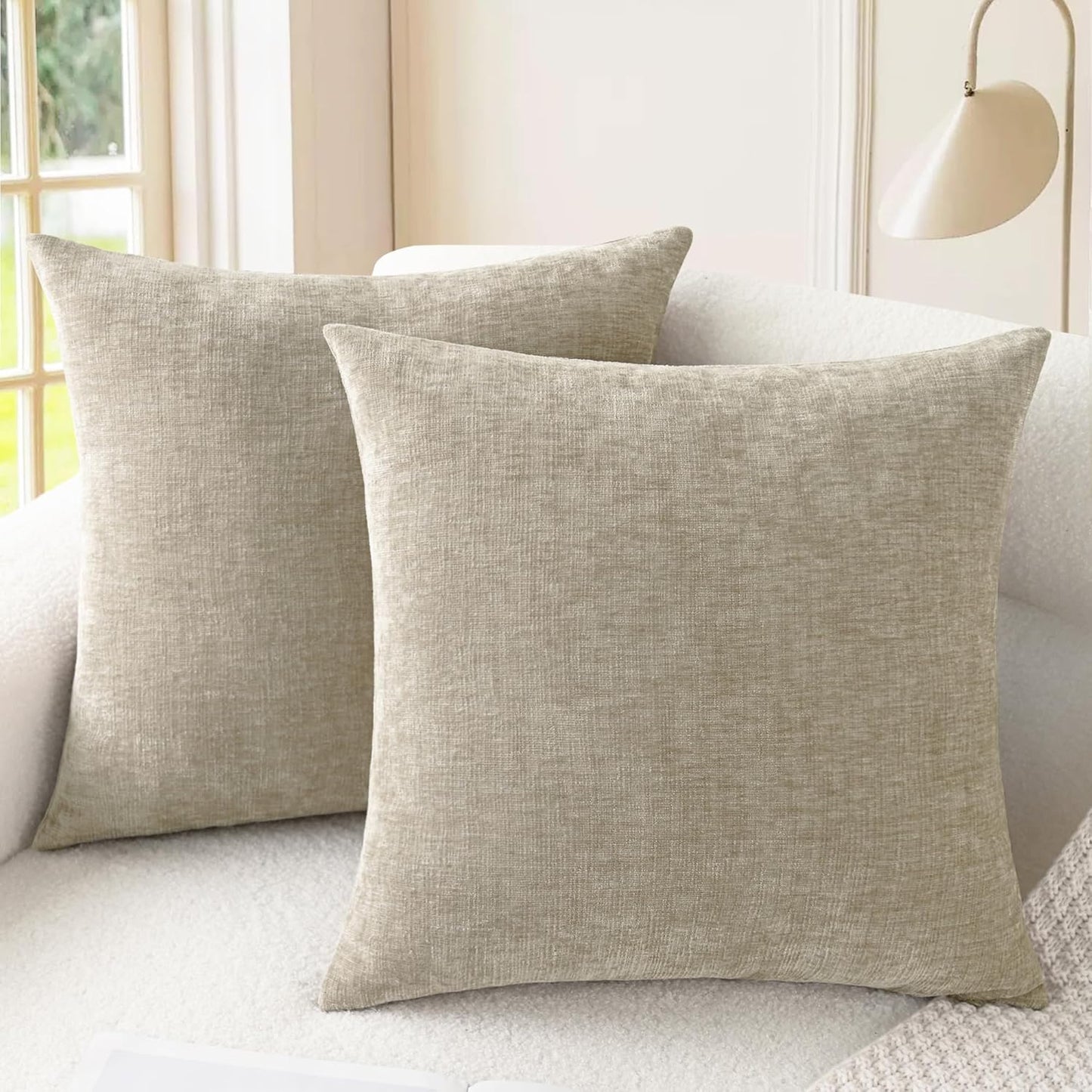 CaliTime Throw Pillow Covers Decorative 18 X 18 Inches Pack of 2 Cozy Chenille Cushion Cases for Couch Sofa Bed Living Room Home Teal