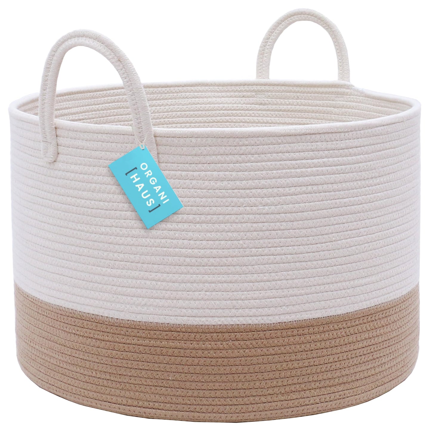 OrganiHaus Large Blanket Basket for Living Room 20x13, Rainbow Rope Basket for Classroom Organization, Toy Storage Basket, Woven Kids Laundry Basket
