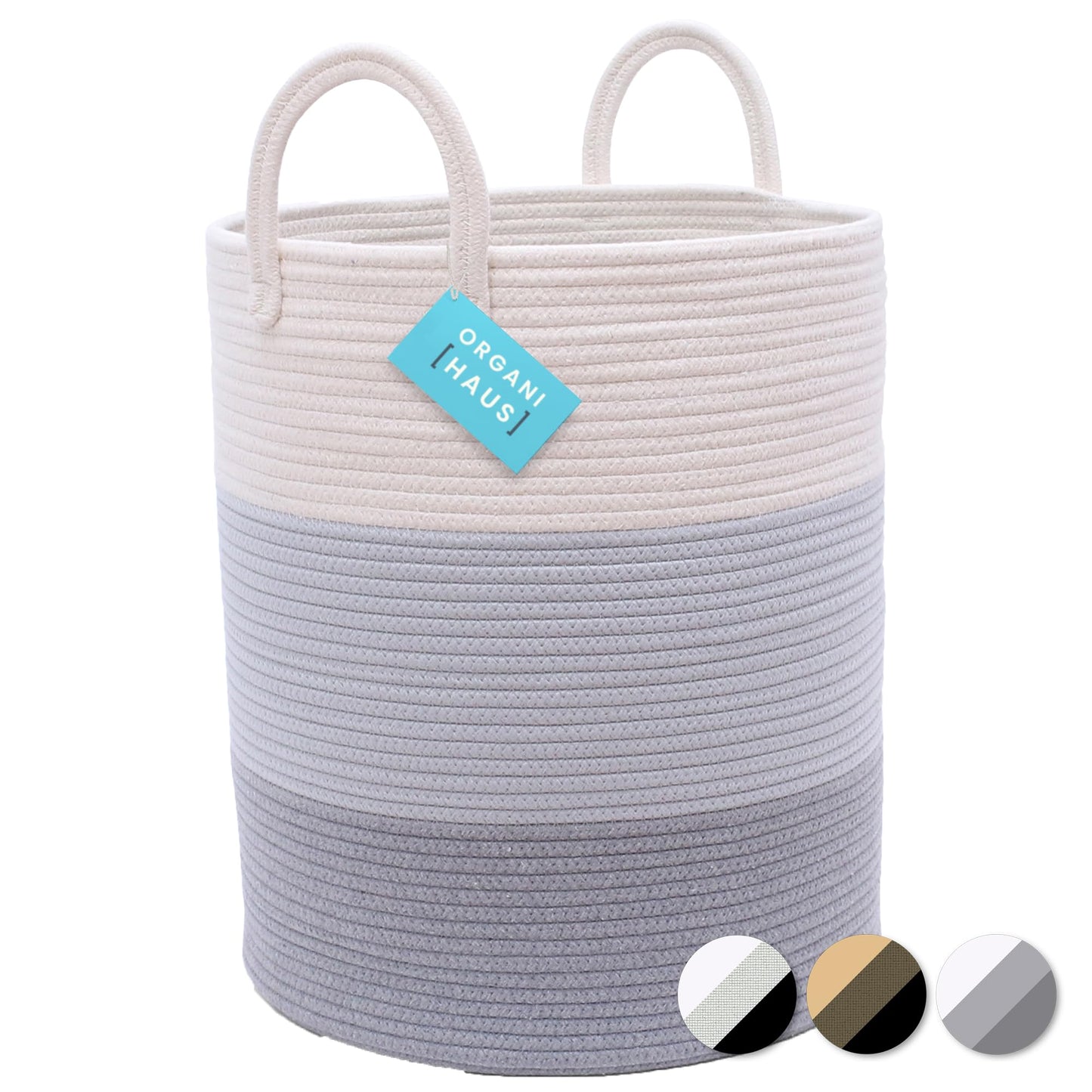 OrganiHaus Large Blanket Basket for Living Room 20x13, Rainbow Rope Basket for Classroom Organization, Toy Storage Basket, Woven Kids Laundry Basket