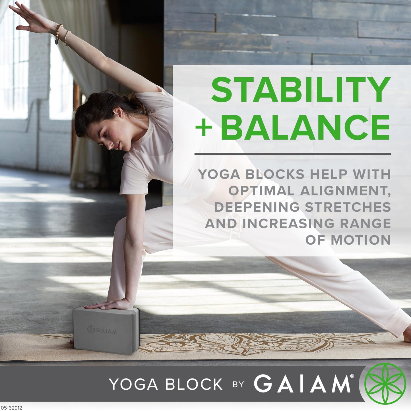 Gaiam Yoga Block - Supportive Latex-Free Eva Foam - Soft Non-Slip Surface with Beveled Edges for Yoga, Pilates, Meditation