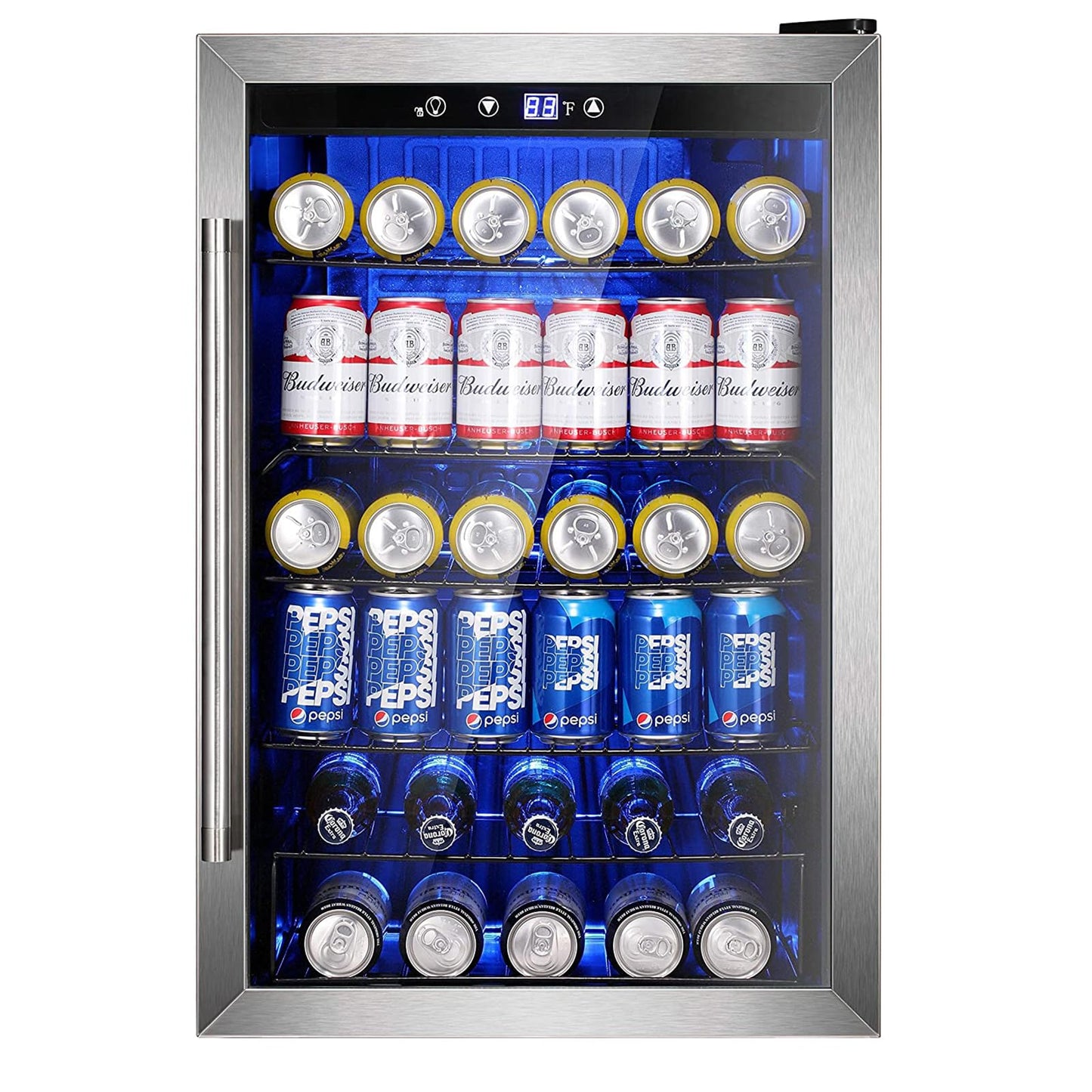 Mini Fridge 130 Can Beverage Refrigerator Cooler, 3.2 Cu.Ft Drink Fridge for Soda Wine Beer, Adjustable Temperature Control for Home Office, Black