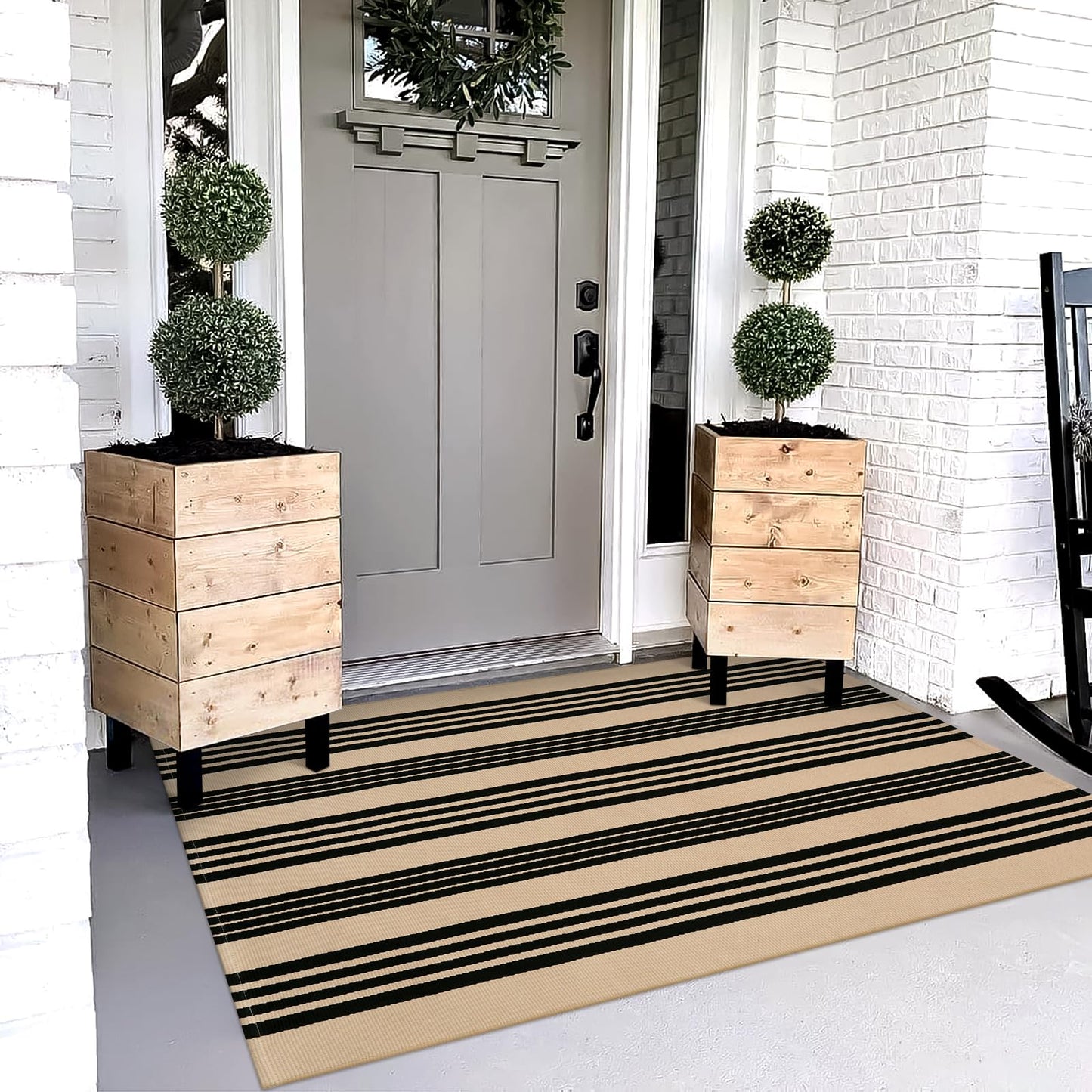 Thanksgiving Black & White Outdoor Rug for Home Decor Products