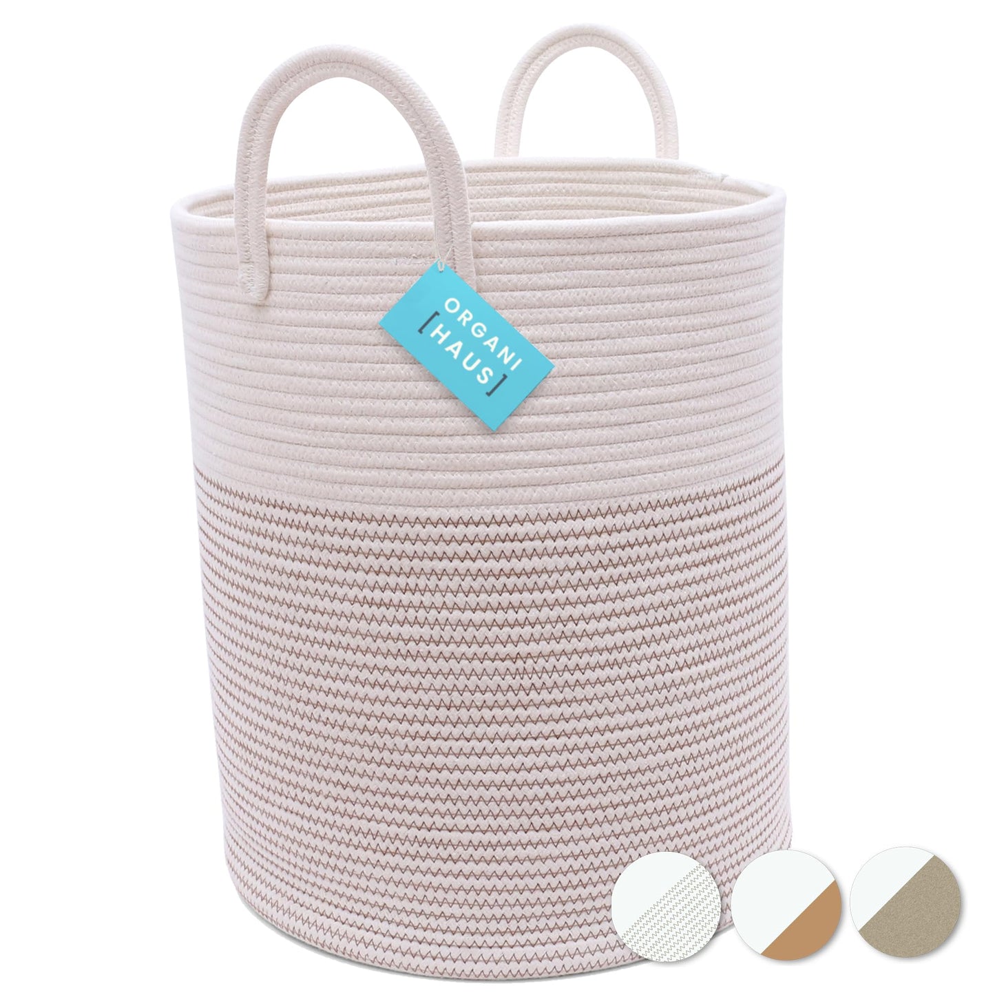 OrganiHaus Large Blanket Basket for Living Room 20x13, Rainbow Rope Basket for Classroom Organization, Toy Storage Basket, Woven Kids Laundry Basket