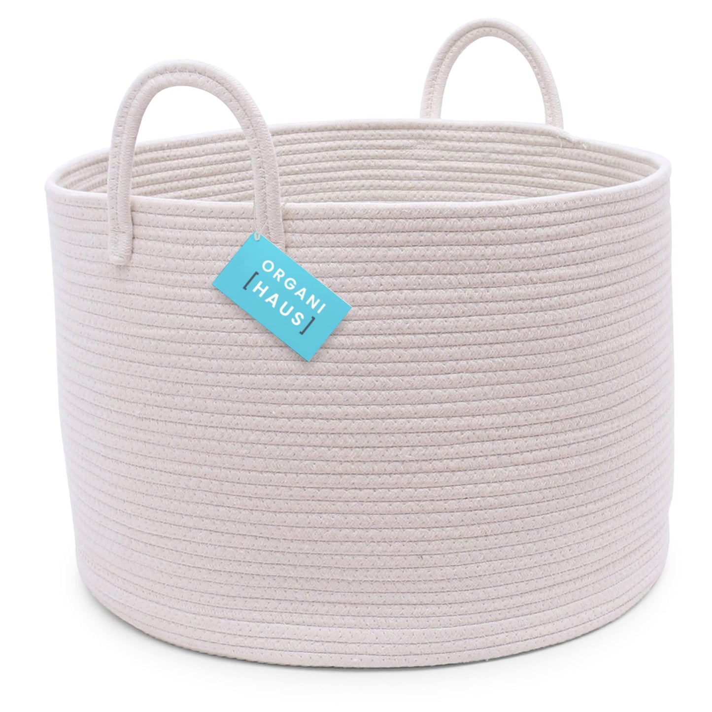OrganiHaus Large Blanket Basket for Living Room 20x13, Rainbow Rope Basket for Classroom Organization, Toy Storage Basket, Woven Kids Laundry Basket
