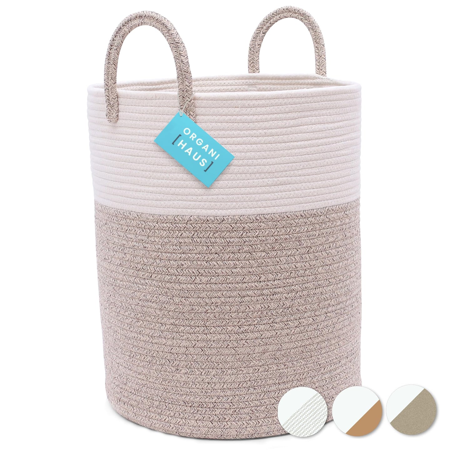 OrganiHaus Large Blanket Basket for Living Room 20x13, Rainbow Rope Basket for Classroom Organization, Toy Storage Basket, Woven Kids Laundry Basket