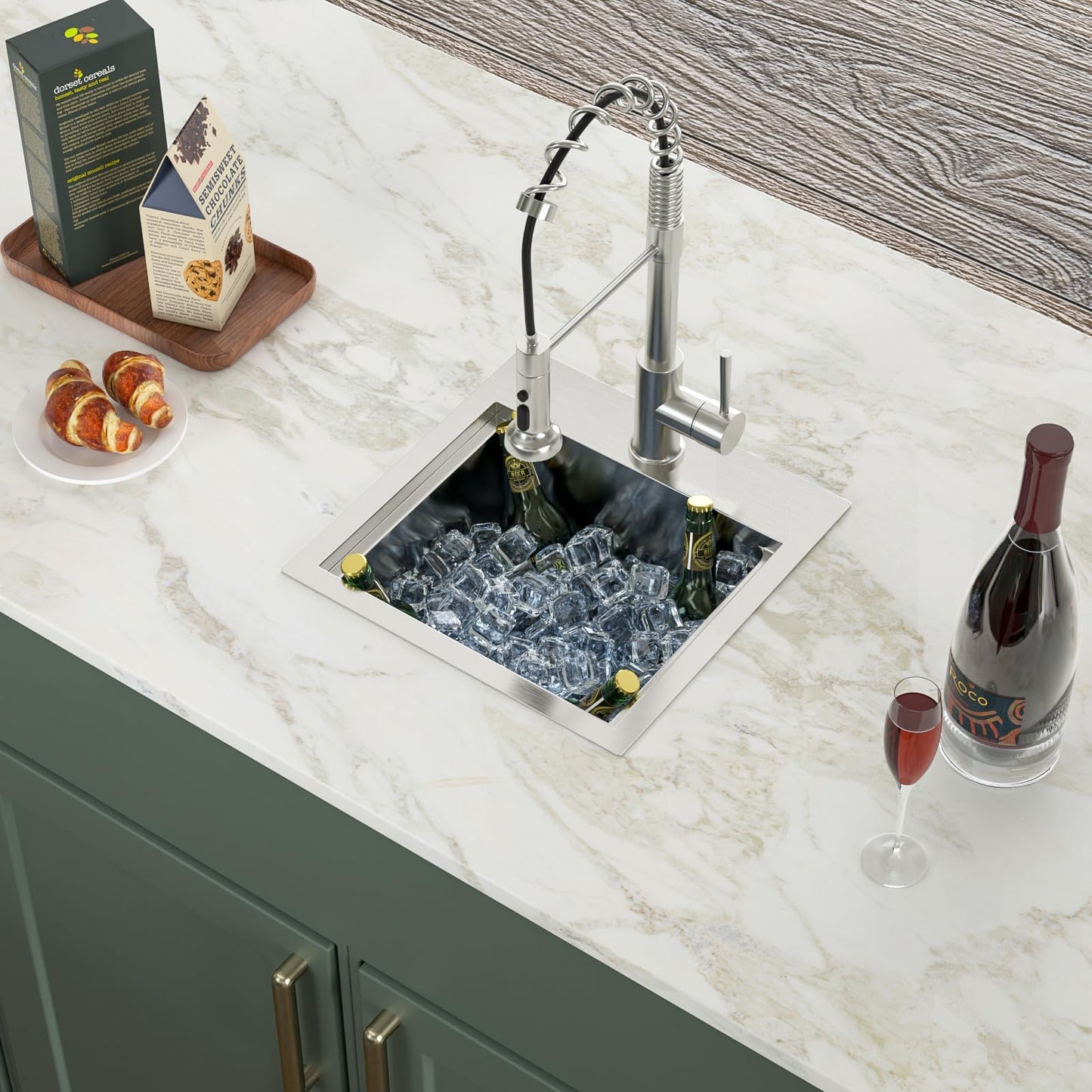 Logmey 33x22 Drop In Kitchen Sink Workstation Black Kitchen Sink SUS304 16 Gauge Stainless Steel Single Bowl Top Mount Gunmetal Black Stainless Steel Sinks