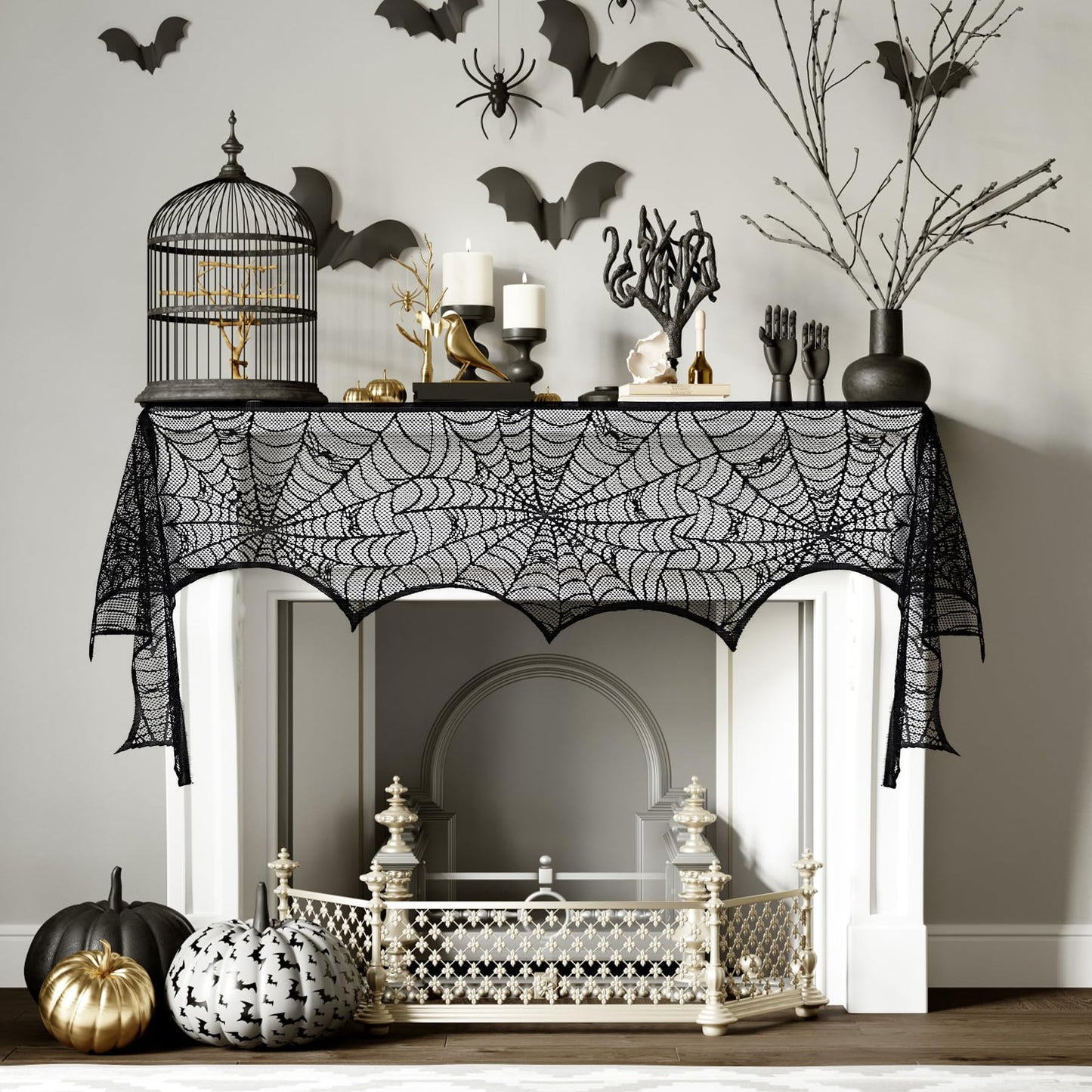 Halloween Table Cloth, Black Spider Web Lace Tablecloth for Rectangle Tables, Gothic Halloween Decor for Masquerade, Scary Movie Nights, Dinner Party Table Decorations 60 x 71 inch