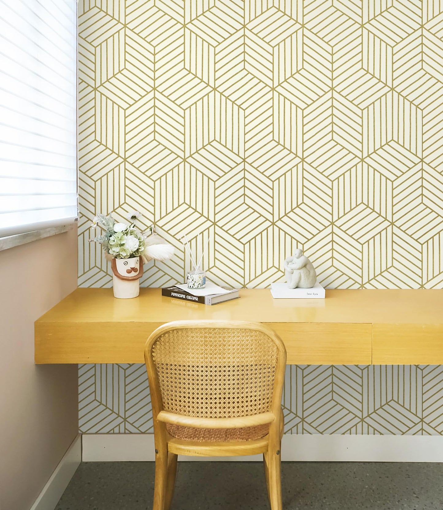 CiCiwind Peel and Stick Wallpaper Boho Wall Paper Modern White and Gold Geometric Contact Paper for Cabinets Removable Self Adhesive Bathroom Wallpaper for Bedroom Papel Tapiz para Pared 15.7"x78.7"