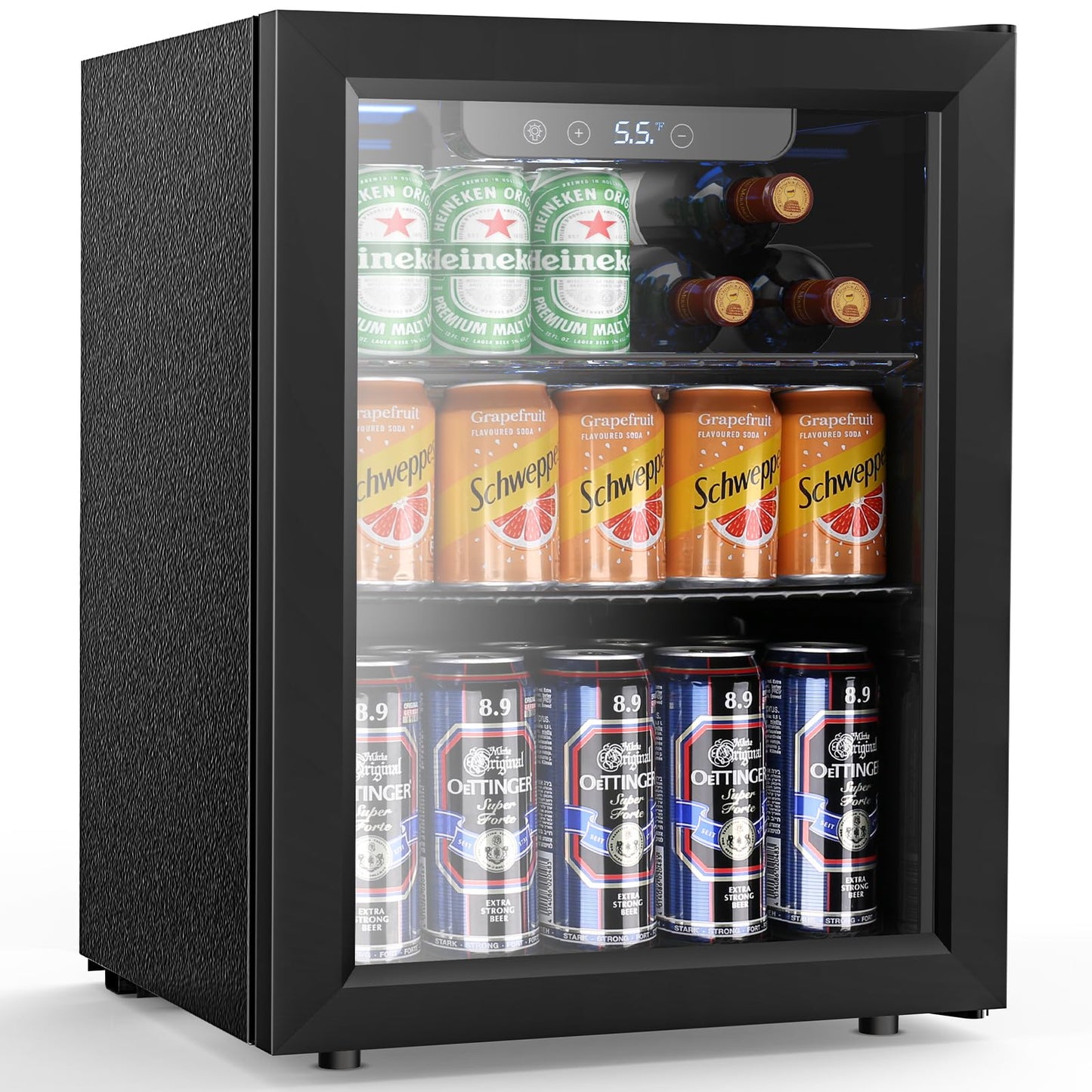 Mini Fridge 130 Can Beverage Refrigerator Cooler, 3.2 Cu.Ft Drink Fridge for Soda Wine Beer, Adjustable Temperature Control for Home Office, Black