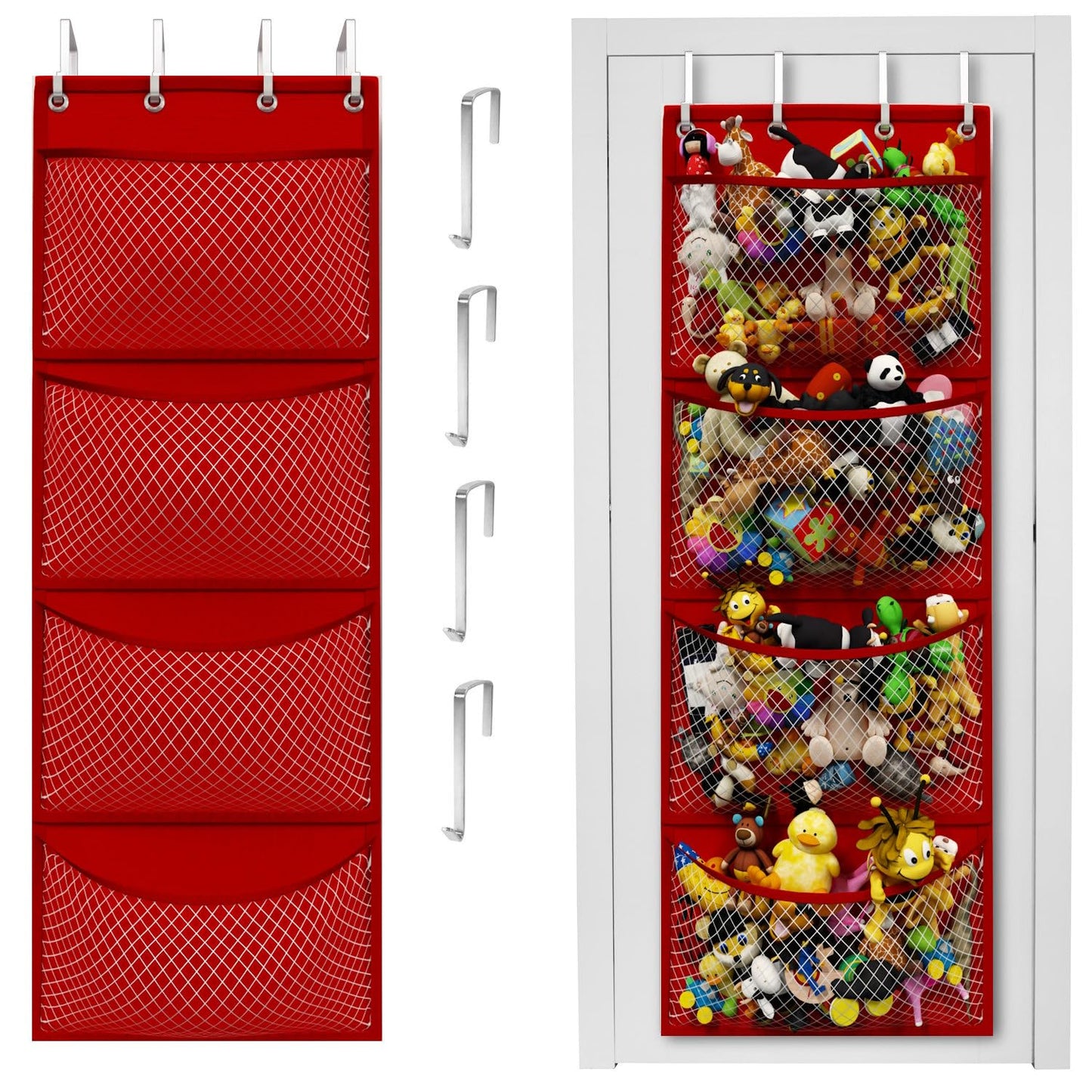 The Original Stuffed Animal Storage (Patent Pending) - Over Door Organizer for Stuffies, Baby Ideas Holder, Toy Plush/Hammock Hanging Storage Net Big Girls Toddler Large Bag Animals