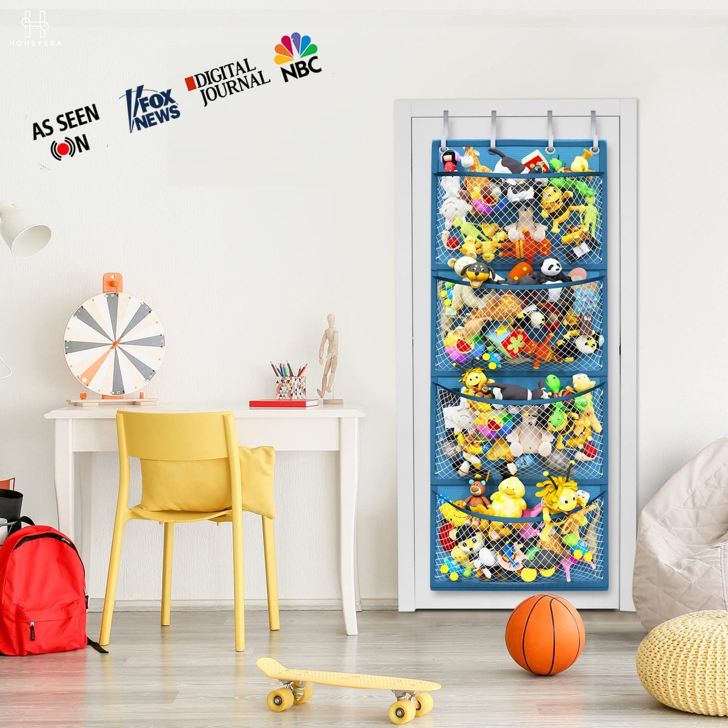 The Original Stuffed Animal Storage (Patent Pending) - Over Door Organizer for Stuffies, Baby Ideas Holder, Toy Plush/Hammock Hanging Storage Net Big Girls Toddler Large Bag Animals