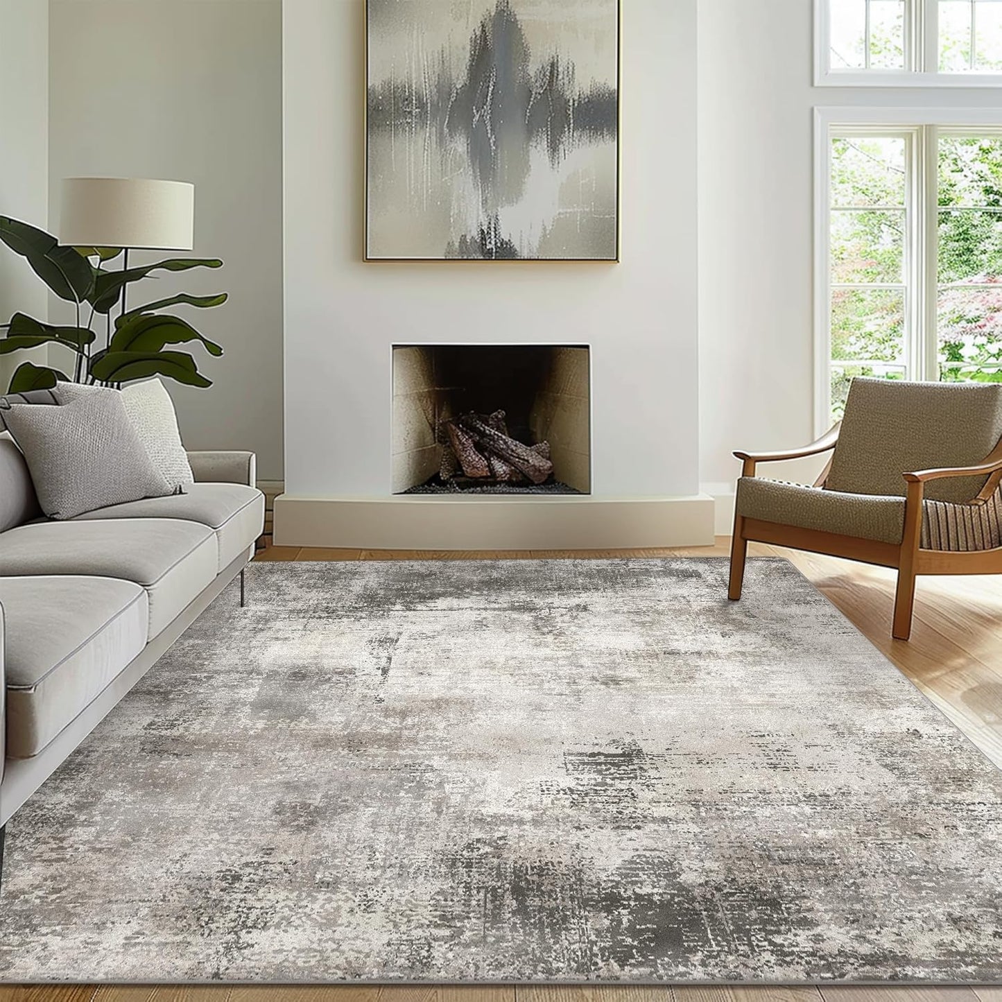Area Rugs 5x7 for Living Room Bedroom, Modern Abstract Machine Washable Large Light Green Rug Soft
