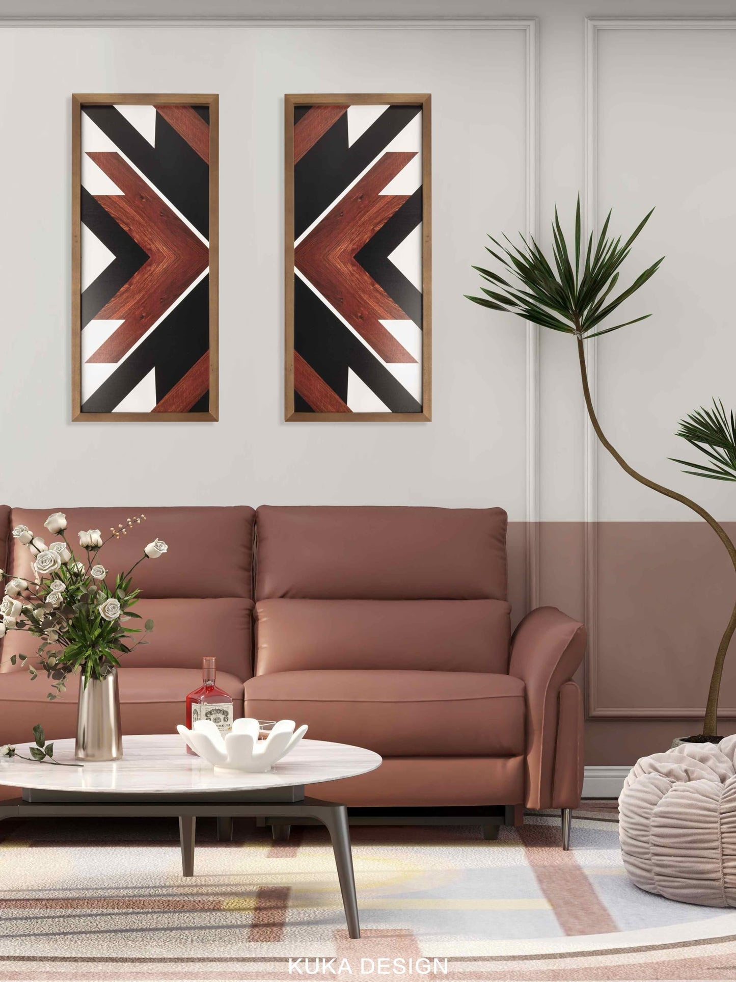 2 Pcs Western Aztec Wall Decor With Wood Framed, 20.9x9.8 Inch Wooden Southwestern Boho Wall Art, Native American Living Room Bedroom Guest Bathroom Rustic Decorations for Home