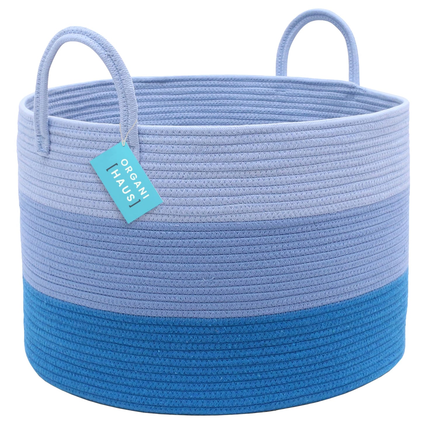 OrganiHaus Large Blanket Basket for Living Room 20x13, Rainbow Rope Basket for Classroom Organization, Toy Storage Basket, Woven Kids Laundry Basket