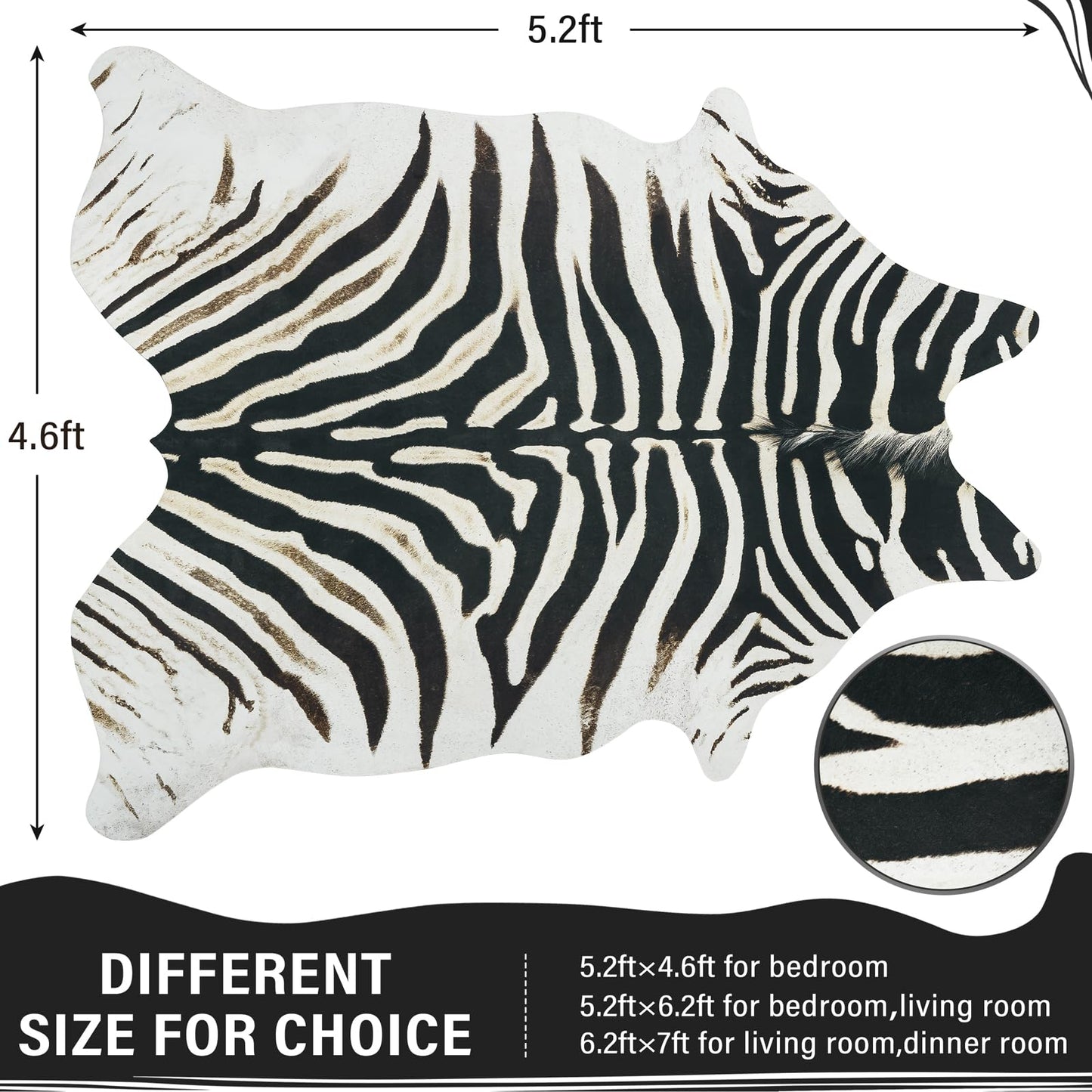 AROGAN Premium Faux Cowhide Rug 4.6 x 5.2 Feet, Sturdy and Large Size Cow Print Rugs, Suitable for Bedroom Living Room Western Decor