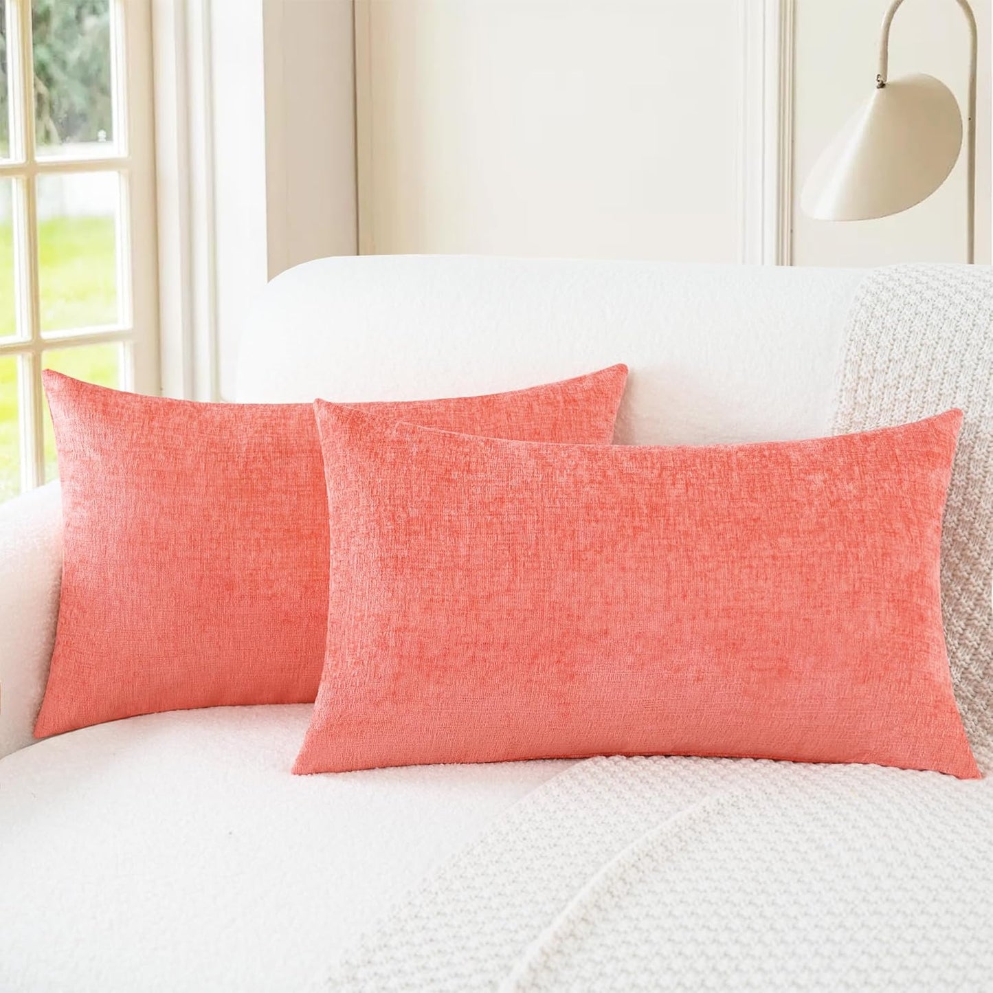 CaliTime Throw Pillow Covers Decorative 18 X 18 Inches Pack of 2 Cozy Chenille Cushion Cases for Couch Sofa Bed Living Room Home Teal