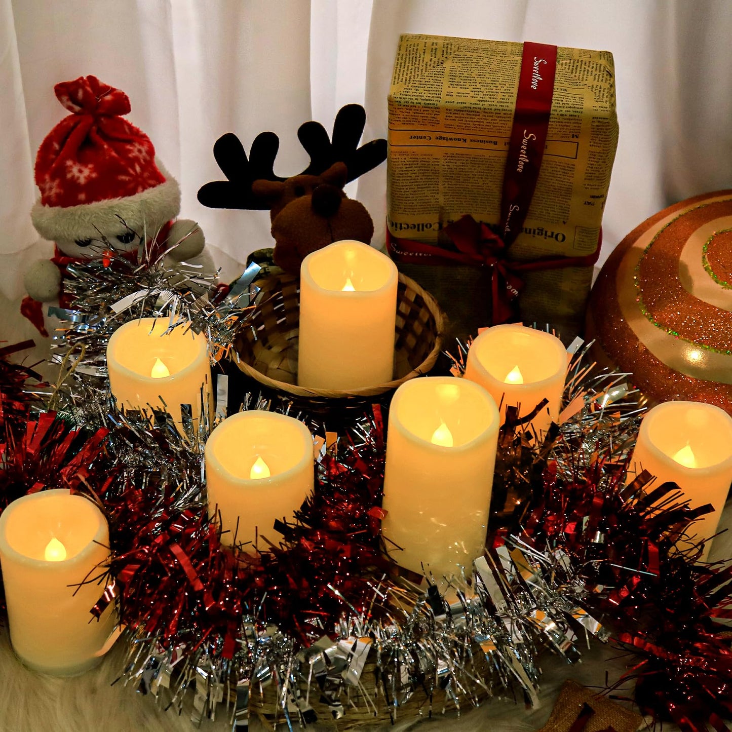 Aignis 12pcs Flameless LED Candles Battery Operated with 10-Key Remote Timer, Outdoor Indoor Waterproof Electric Lights, Warm Flickering Glow for Cozy & Romantic Home/Wedding/Holiday Décor