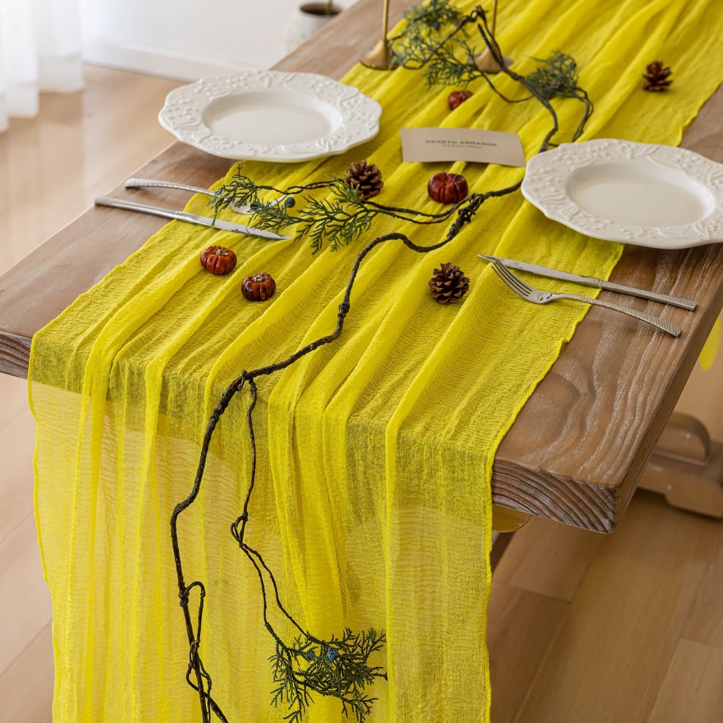 Keketo Fall Table Runner Terracotta Rust Gauze 120 Inch 10 FT Rustic Burnt Orange Cheese Cloth for Wedding Baby Bridal Shower Party Centerpiece Sheer Thanksgiving Fall Decorations