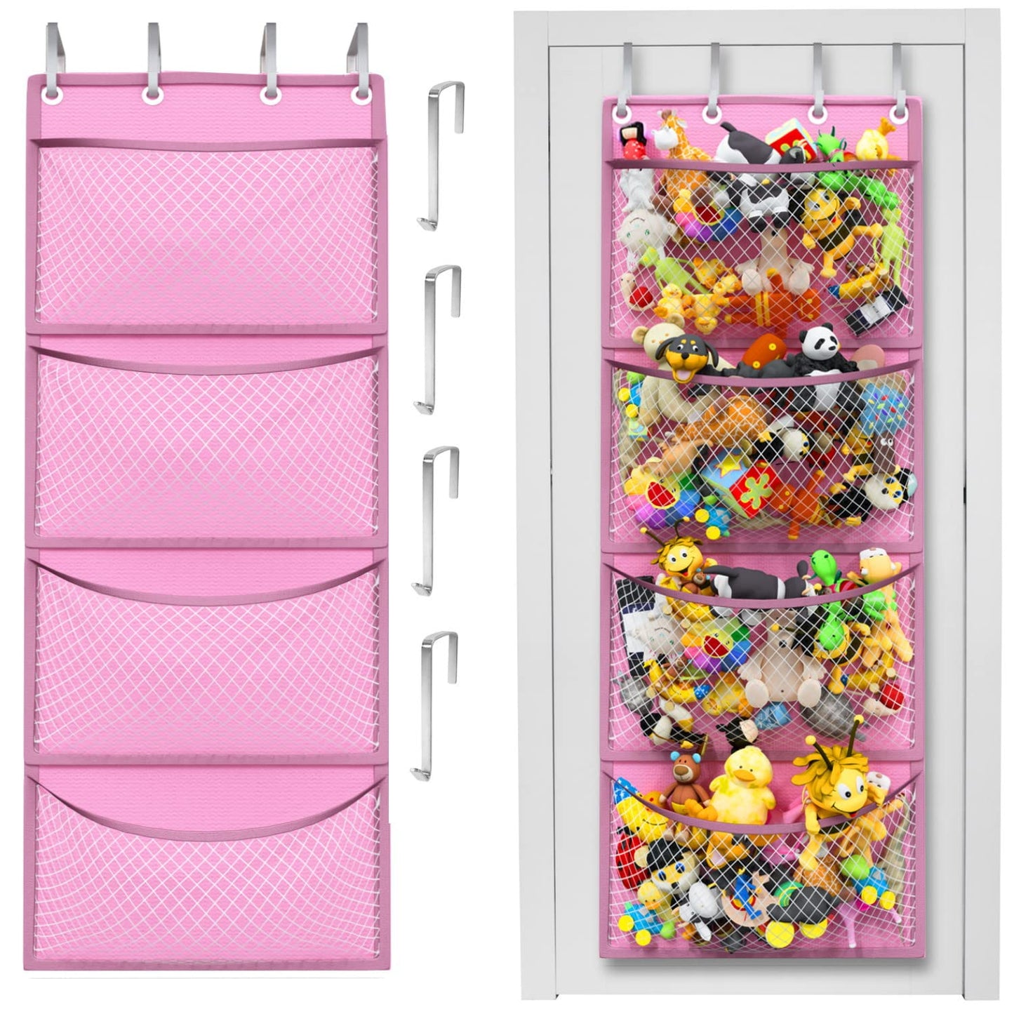 The Original Stuffed Animal Storage (Patent Pending) - Over Door Organizer for Stuffies, Baby Ideas Holder, Toy Plush/Hammock Hanging Storage Net Big Girls Toddler Large Bag Animals