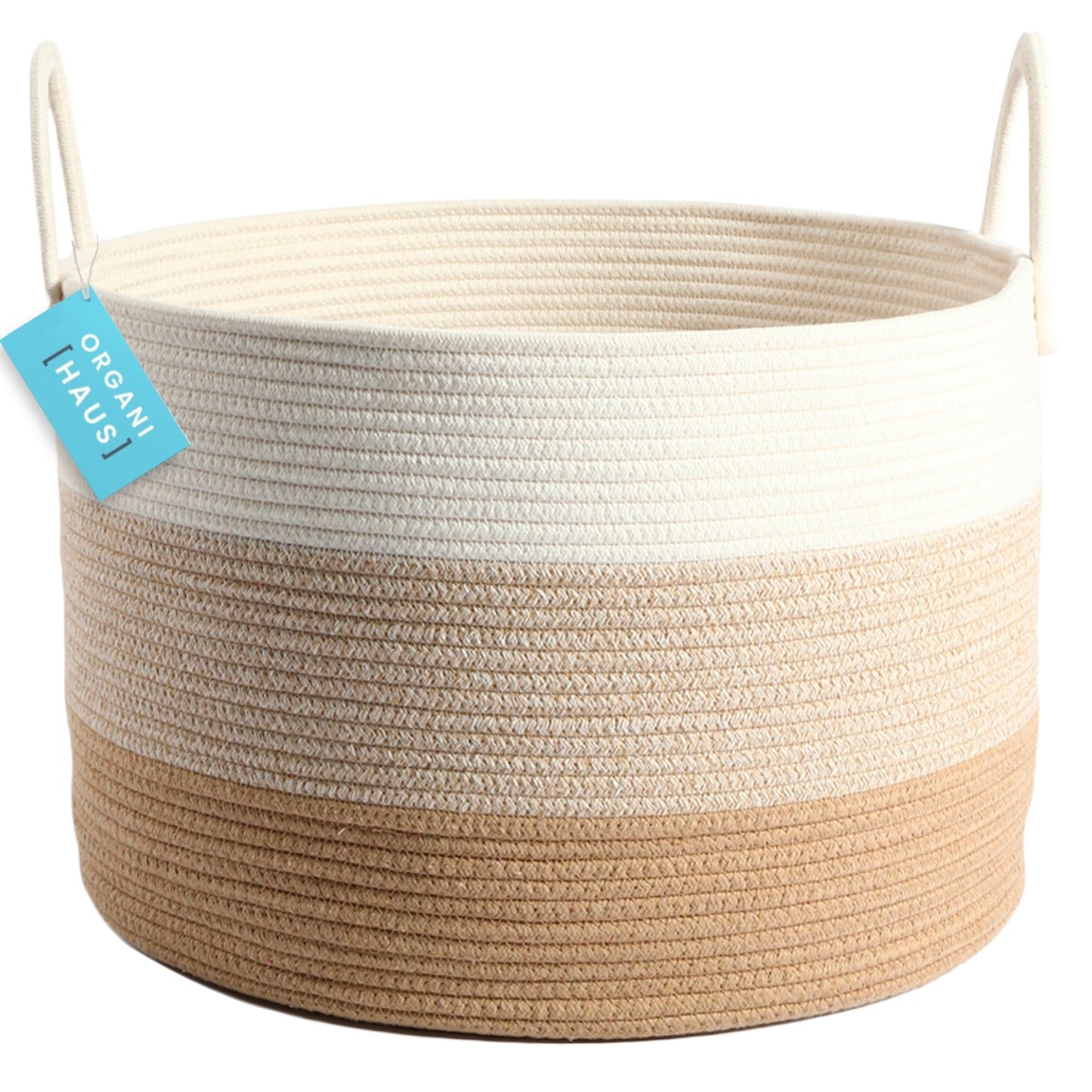 OrganiHaus Large Blanket Basket for Living Room 20x13, Rainbow Rope Basket for Classroom Organization, Toy Storage Basket, Woven Kids Laundry Basket