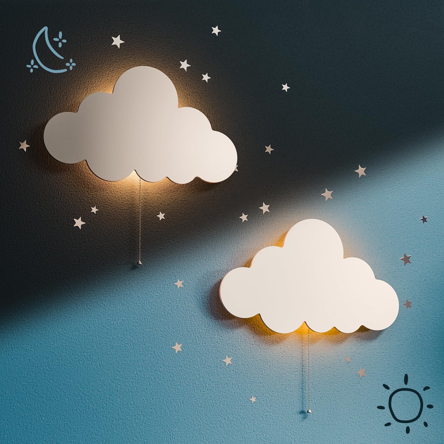 battery operated-Floating Cloud Wall Lamp for Nursery | Cute Floating Lamp for Kids Bedroom