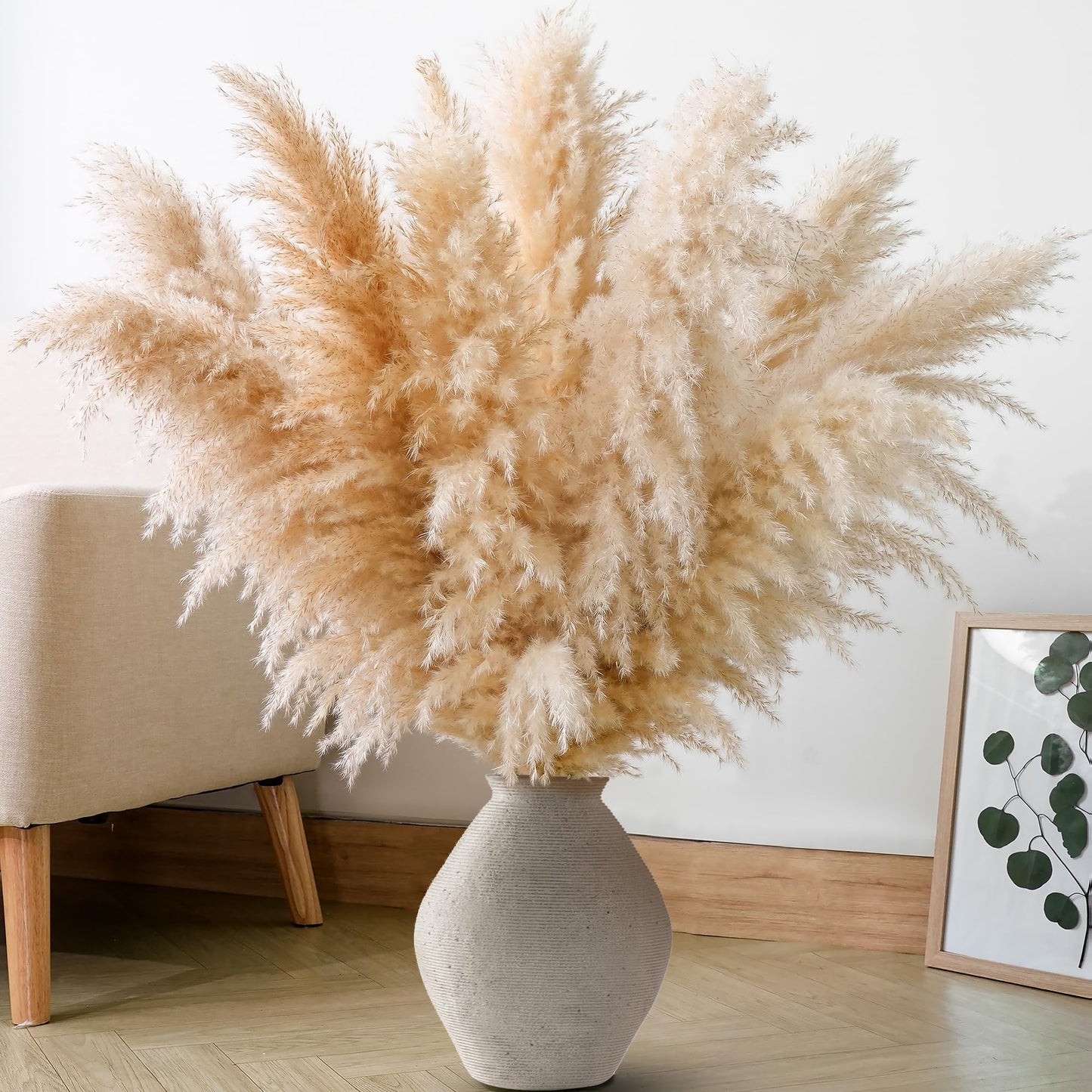 Dried Pampas Grass Decor, 100 Stems Pampas Grass Contains Bunny Tails Dried Flowers